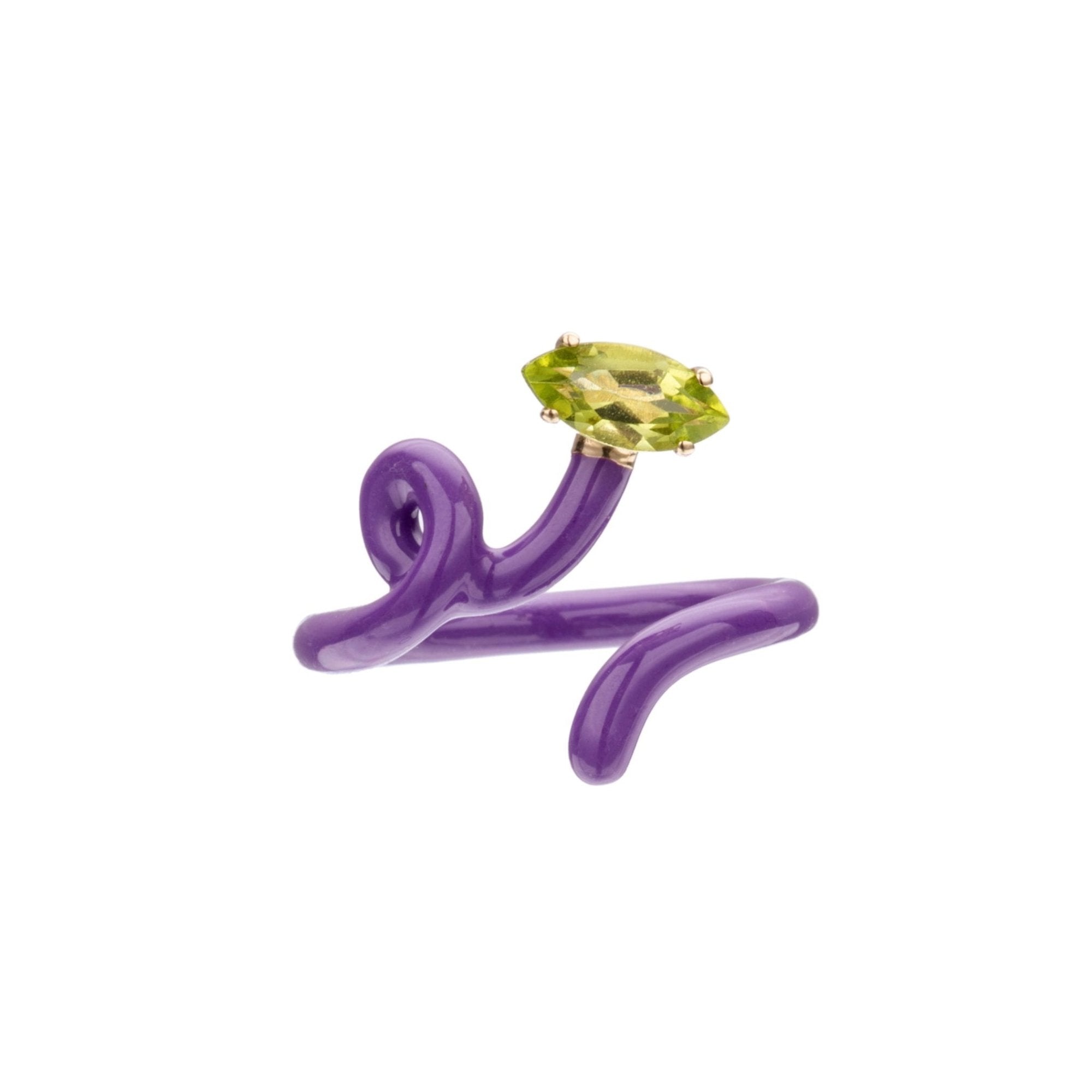 Peridot & Purple Marquise Baby Tendril Vine Ring