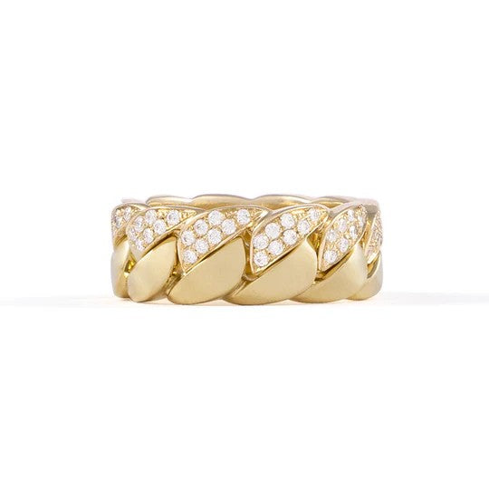 White Diamond Versa Medi Dip Ring in Yellow Gold