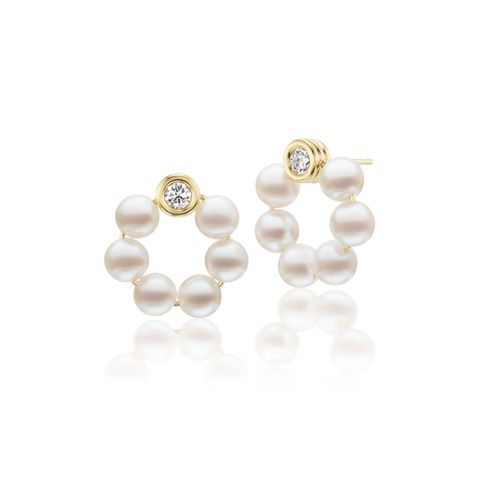 Grotto Margherita Pearl & White Diamonds Earrings