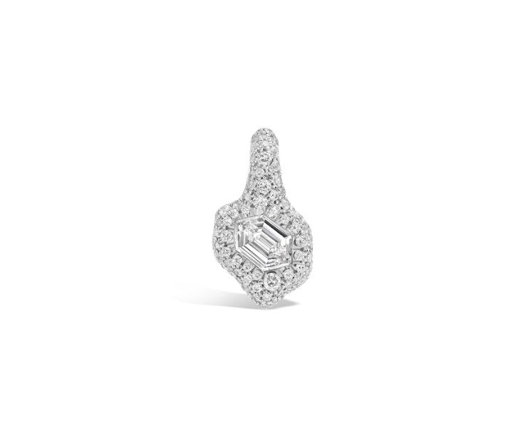 Hexagonal Cut White Diamond Fade Pendant in White Gold