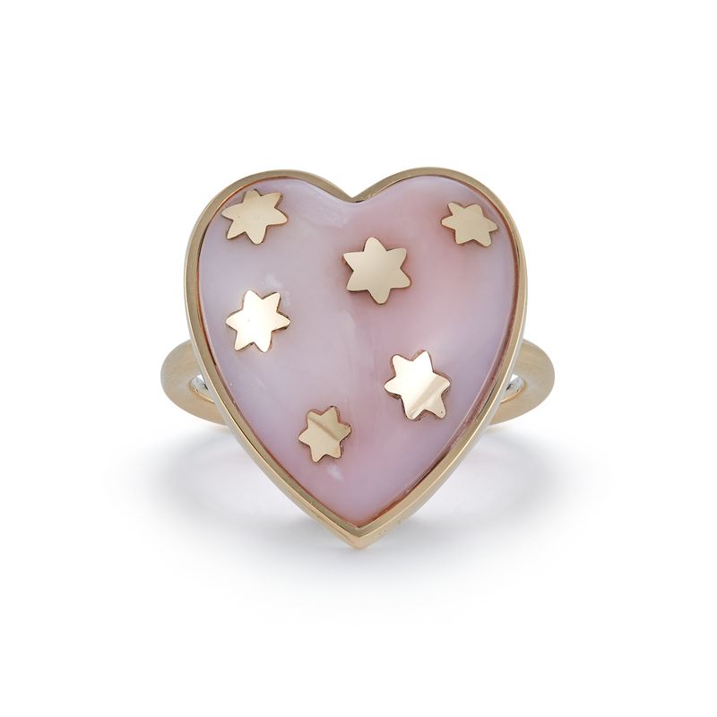 Pink Opal Anna Heart Ring in Yellow Gold