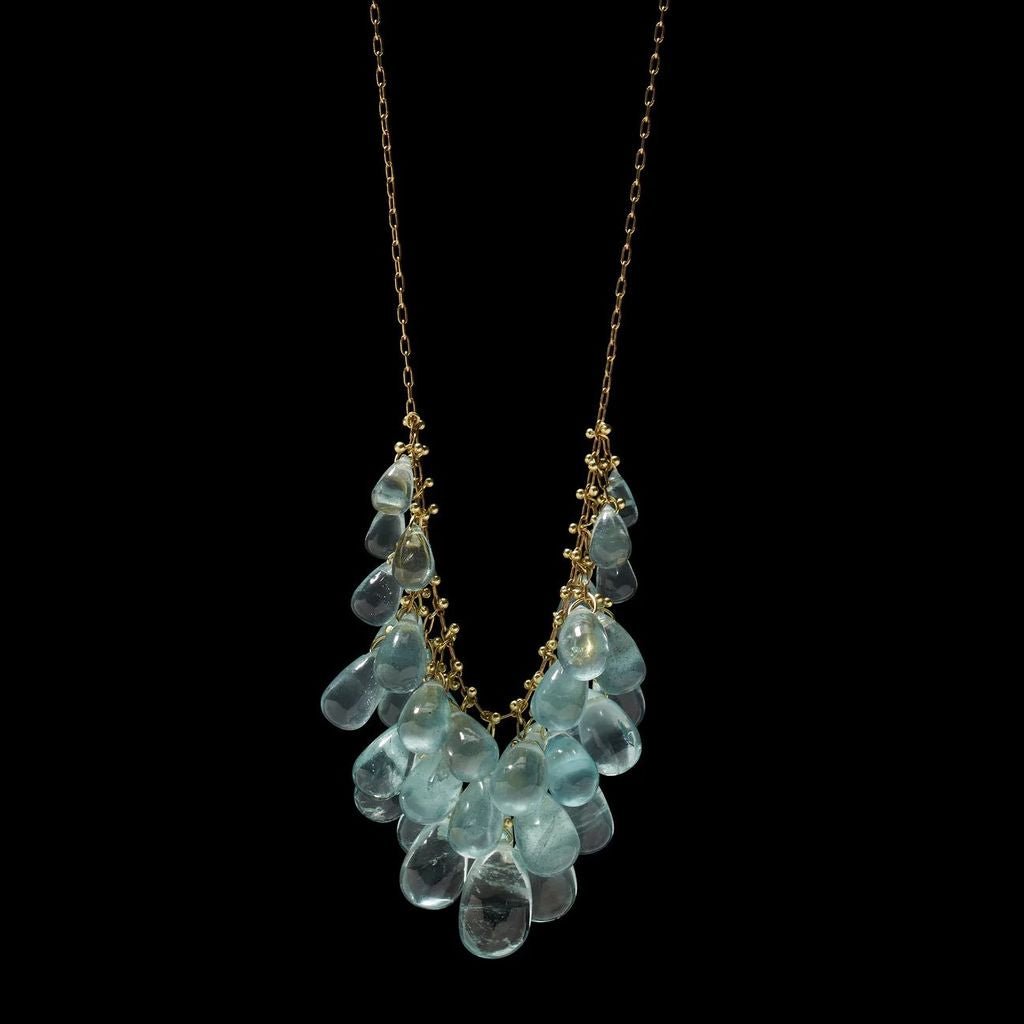 Aquamarine Cluster Necklace in Yellow Gold - MUSE Shop