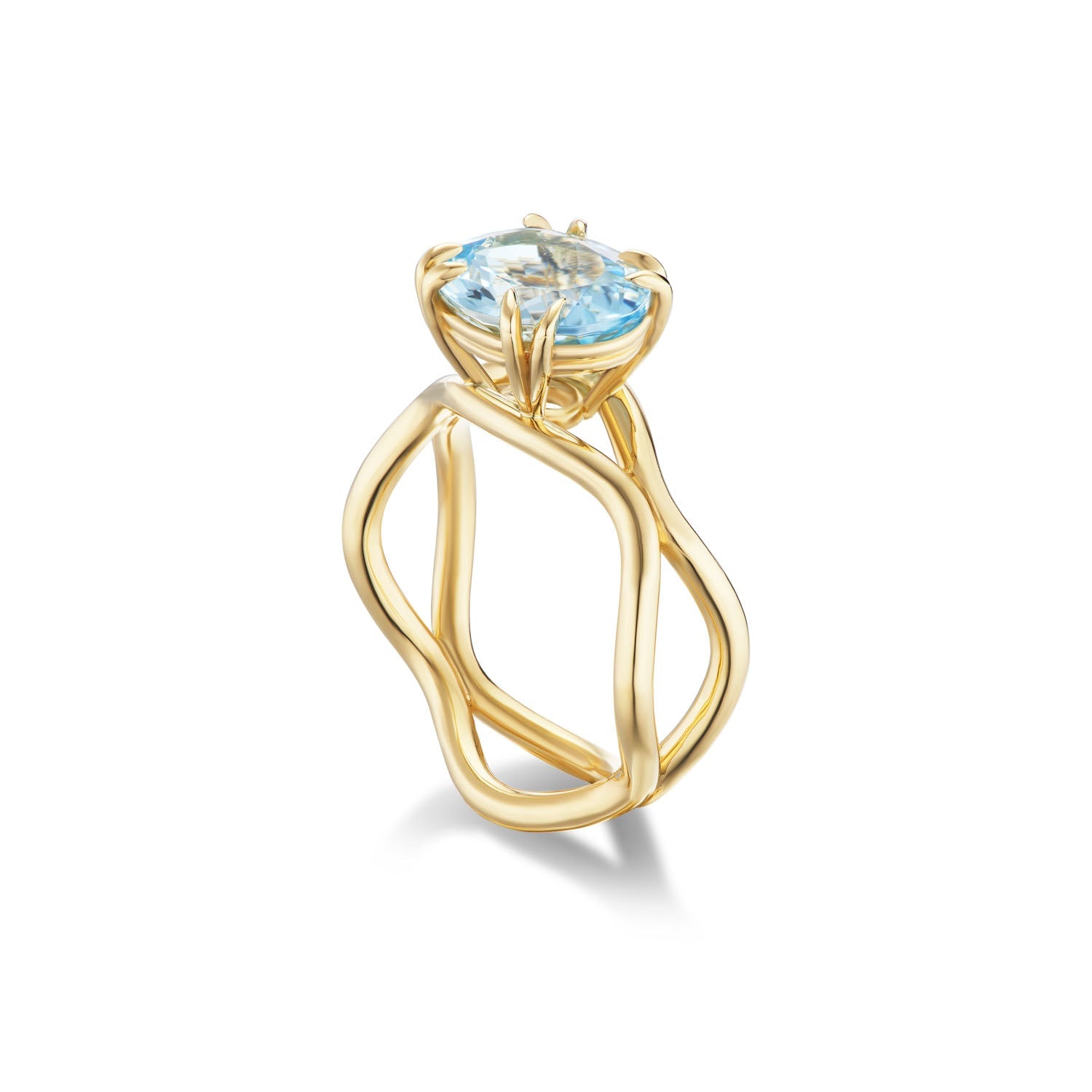 Aquamarine Curve Rose Ring - MUSE Shop
