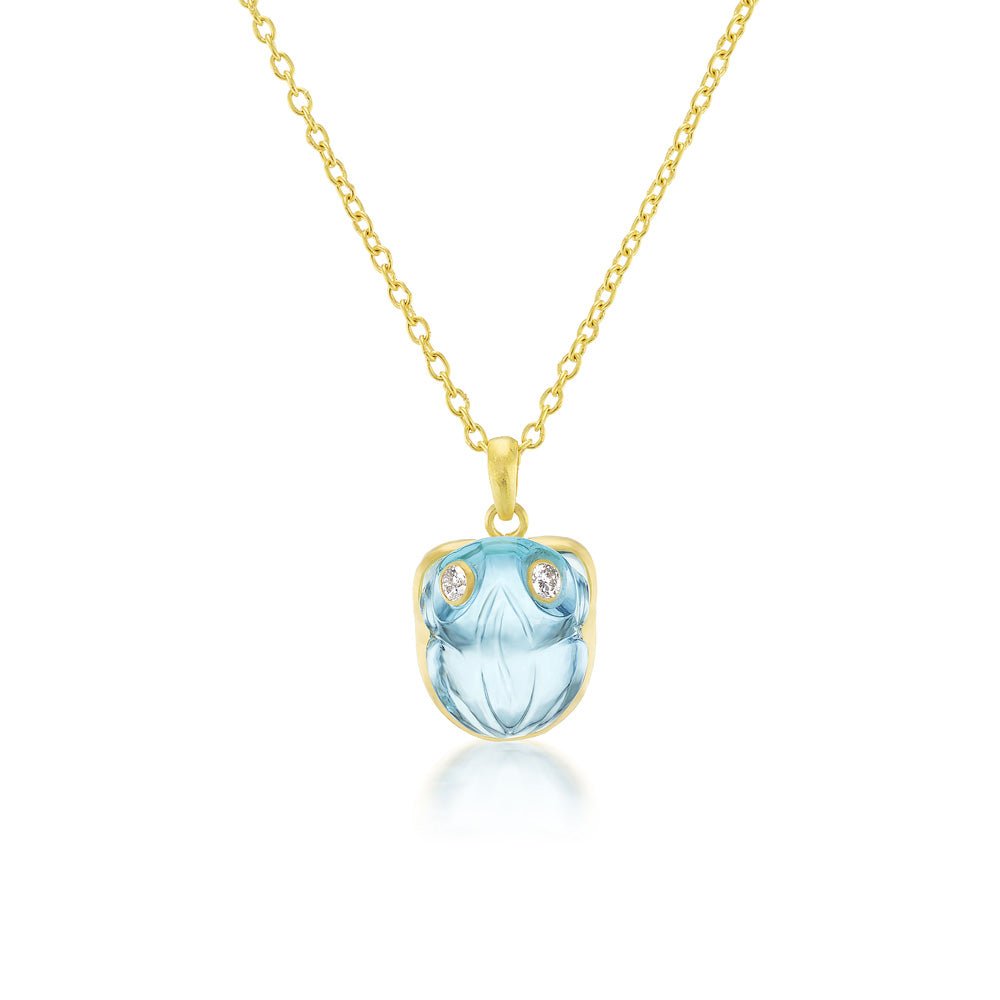 Aquamarine & Diamond Frog Pendant Necklace - MUSE Shop