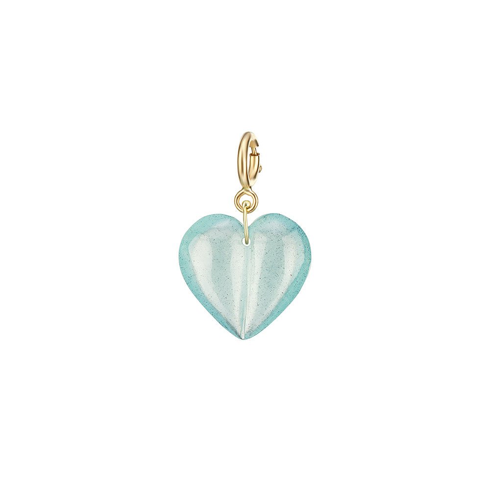 Aquamarine Mini Split Heart Charm - MUSE Shop