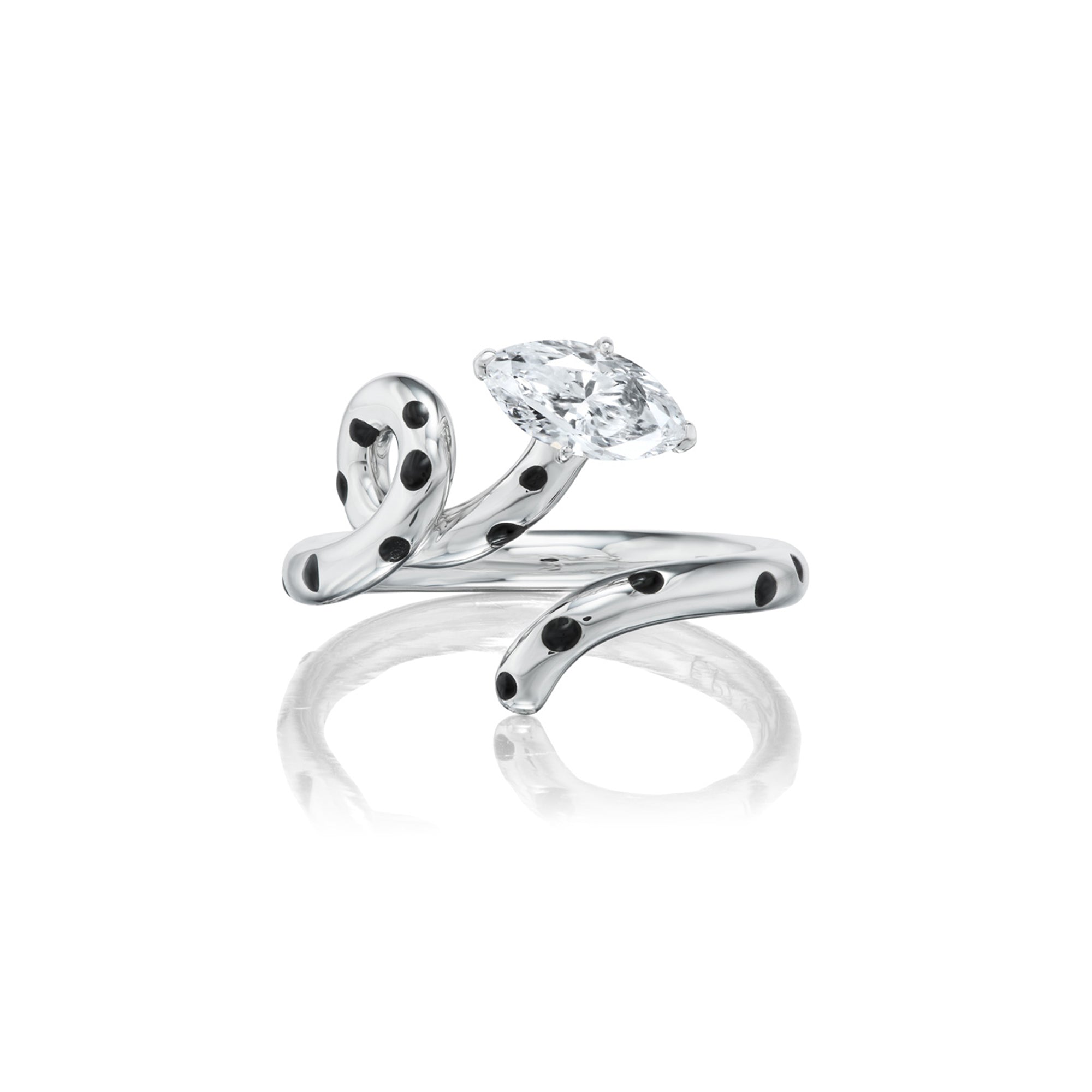 Baby Vine Polka Dot Ring White Gold - MUSE Shop