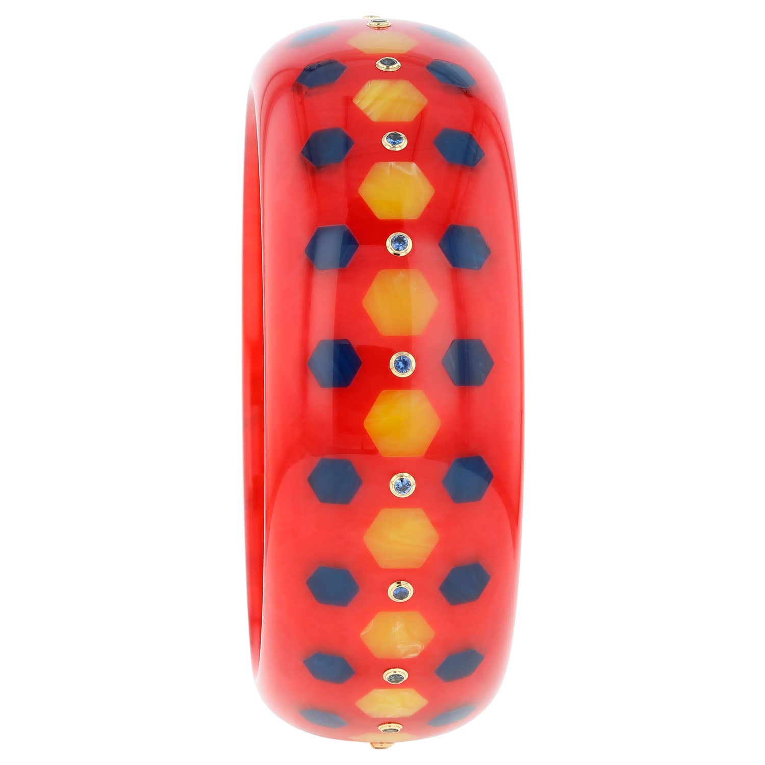 Bakelite Bangle with Blue Sapphires - MUSE Shop