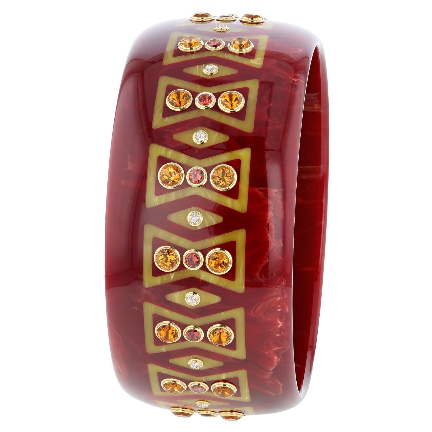 Bakelite Bangle with Citrine, Mozambique Garnet and White Topaz - MUSE Shop
