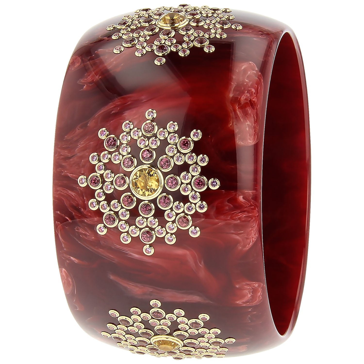 Bakelite Bangle with Citrine, Rhodolite Garnet and Pink Sapphire - MUSE Shop