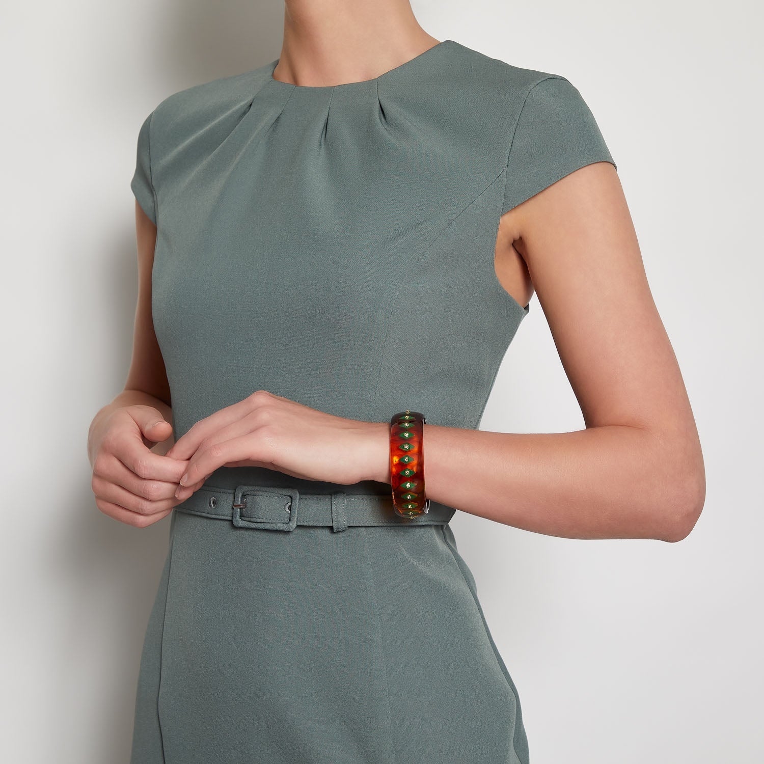 Bakelite Bangle with Peridot and Smoky Quartz - MUSE Shop