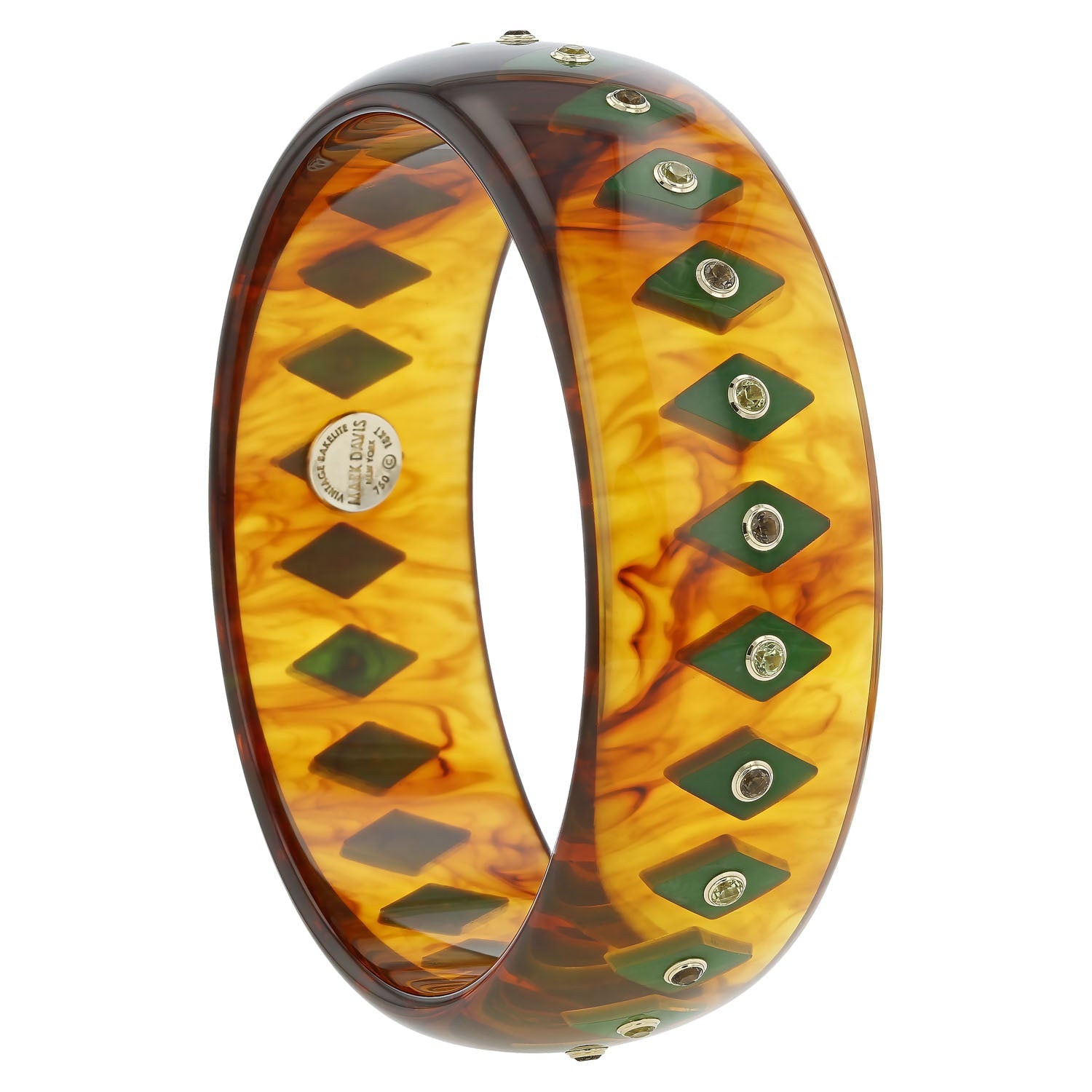Bakelite Bangle with Peridot and Smoky Quartz - MUSE Shop