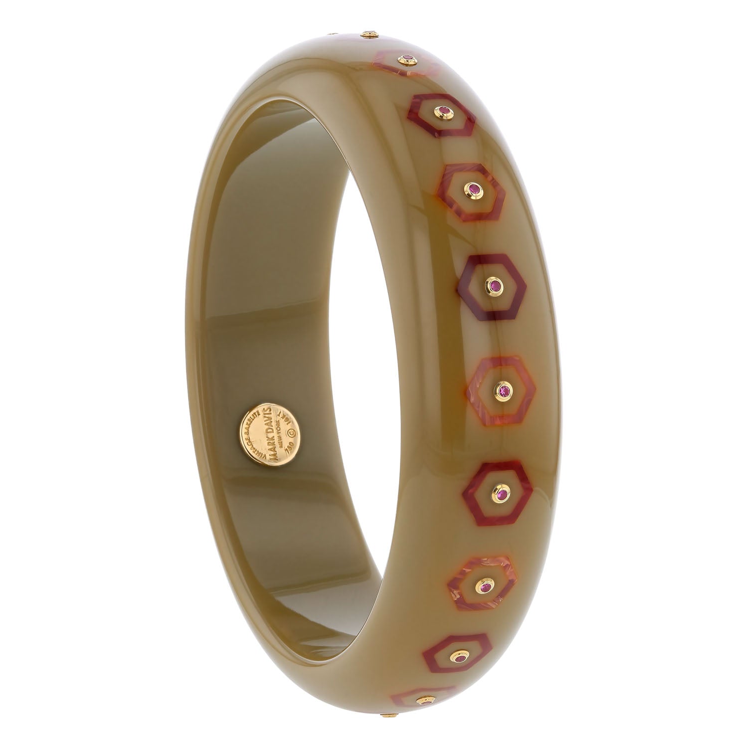 Bakelite Bangle with Pink Sapphires - MUSE Shop