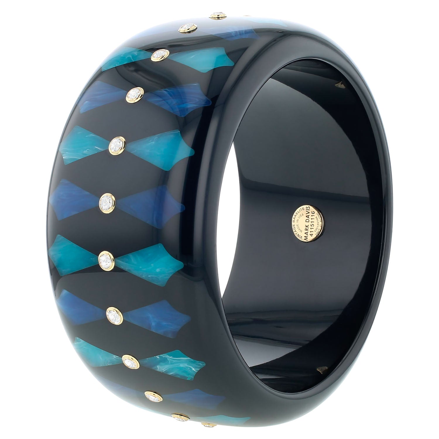 Bakelite Bangle with White Sapphires - MUSE Shop