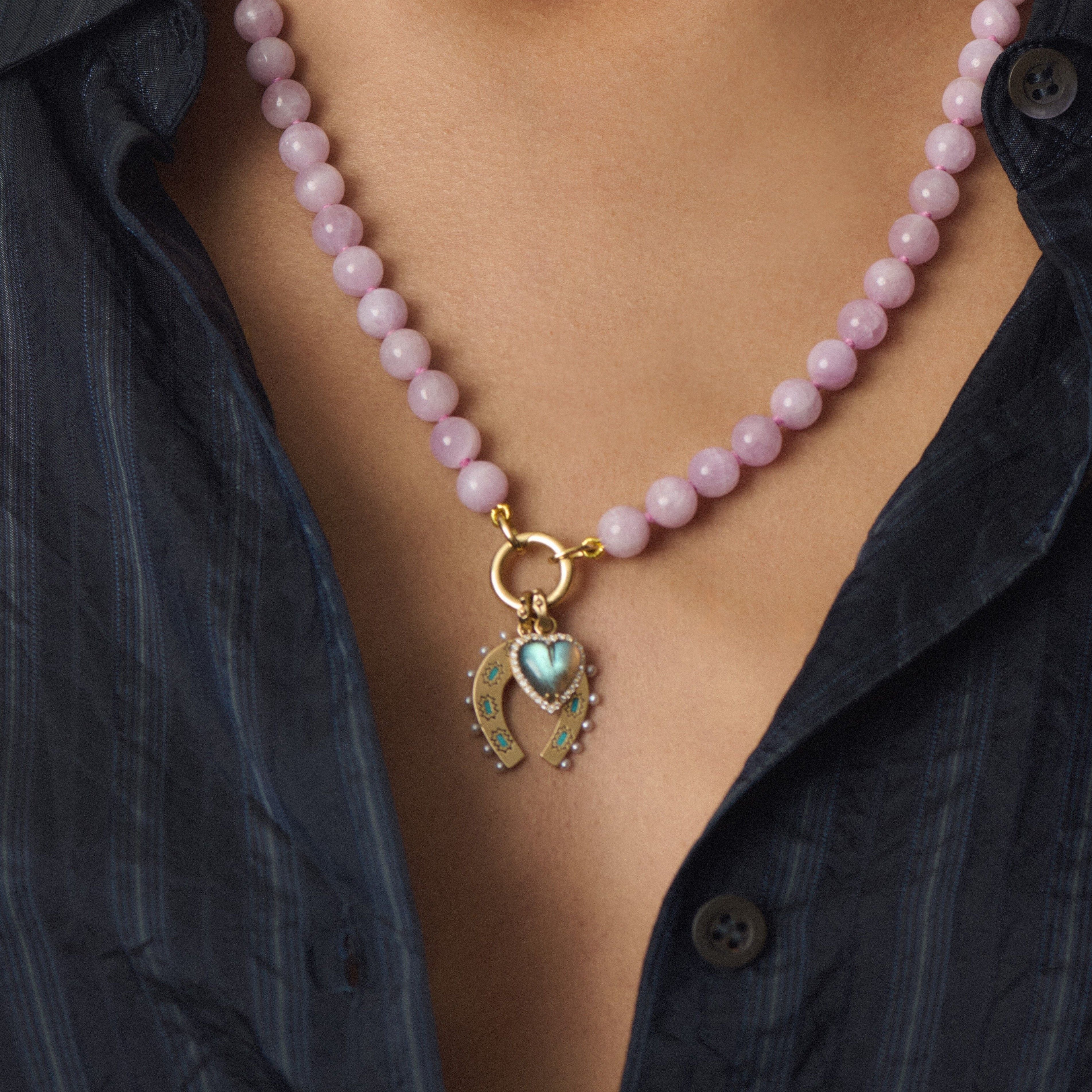 Alana Heart Charm with Labradorite, Diamond