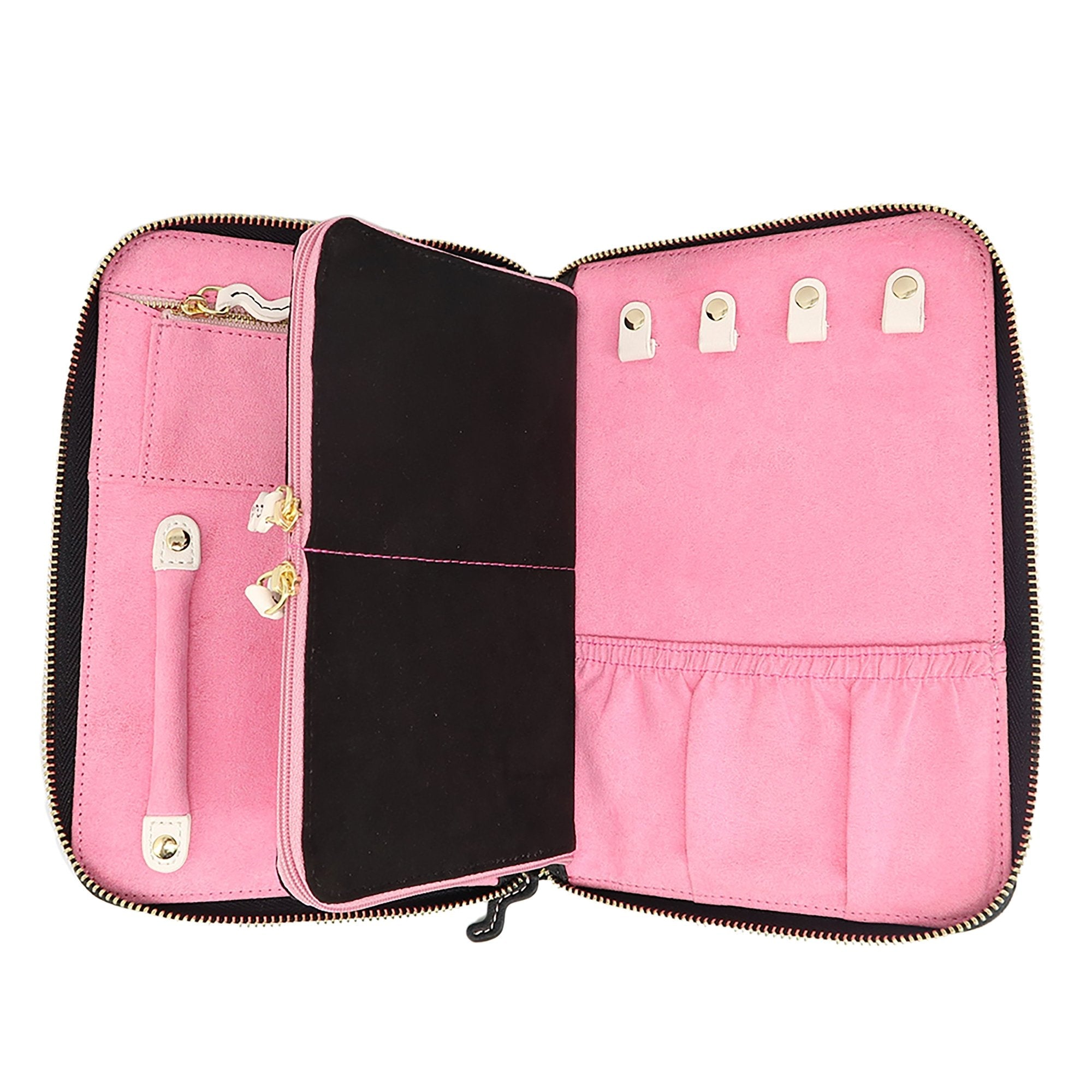 Black, Pink & White Microsuede Jewelry Portfolio - MUSE Shop