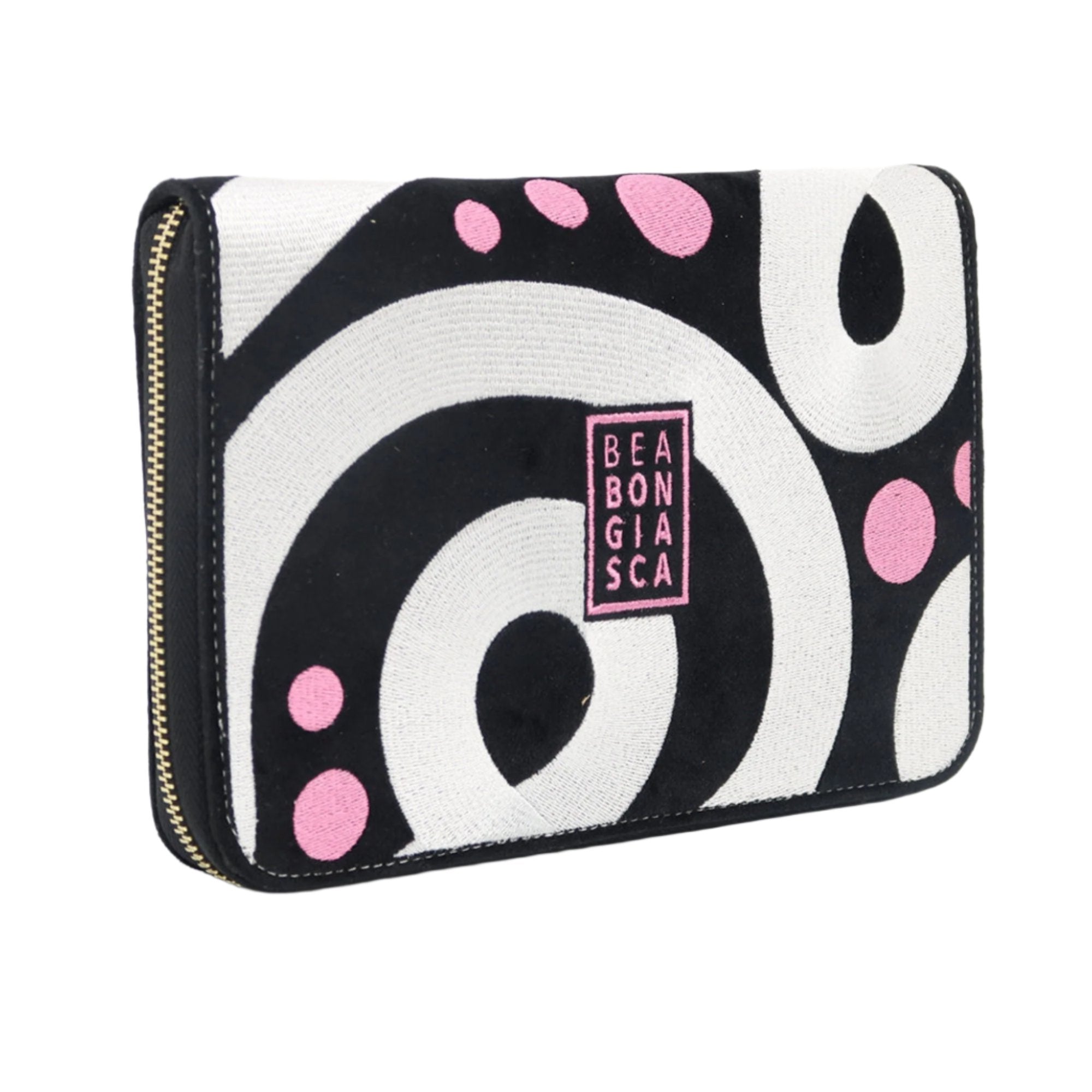 Black, Pink & White Microsuede Jewelry Portfolio - MUSE Shop