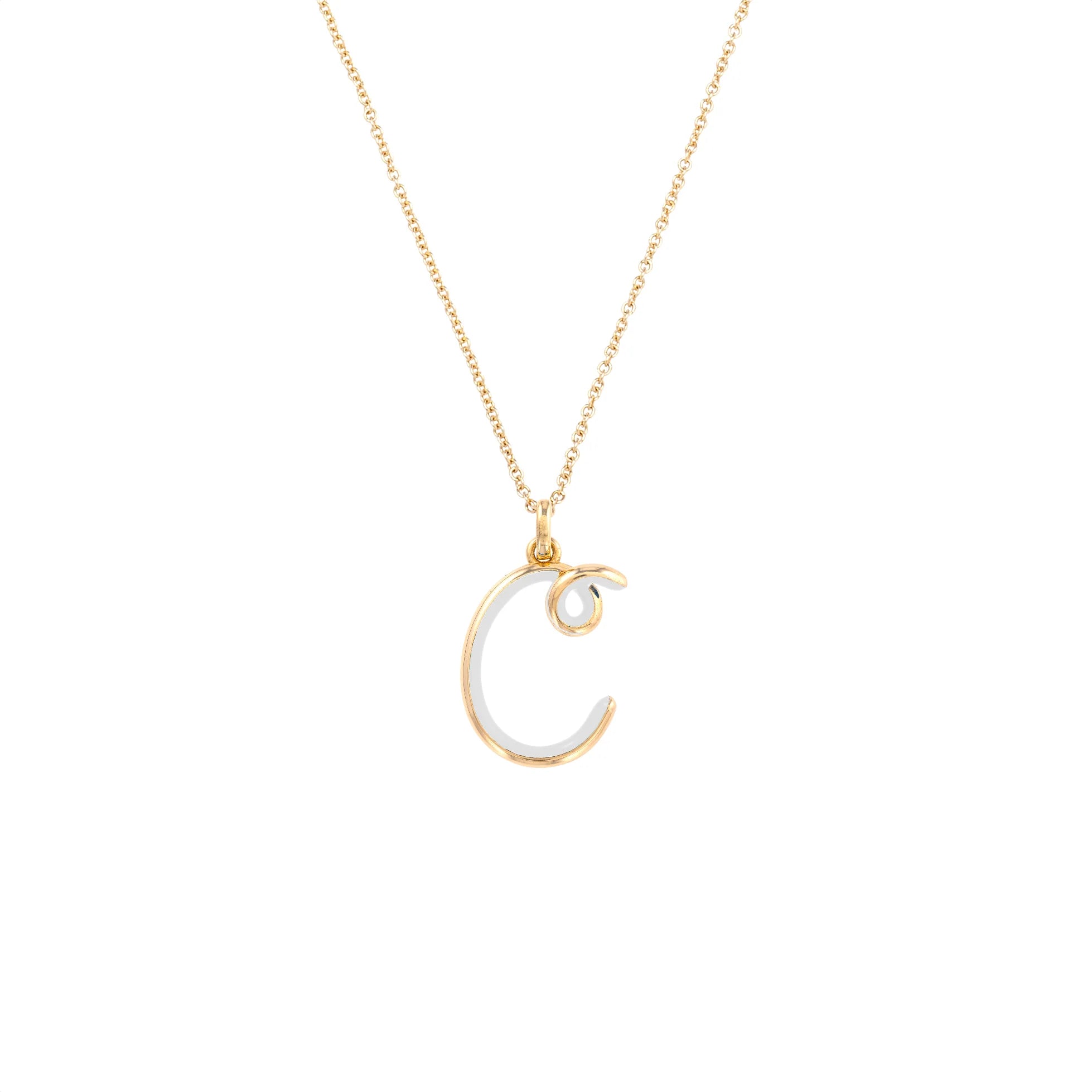 'C' Initial Alphabet Necklace in Yellow Gold