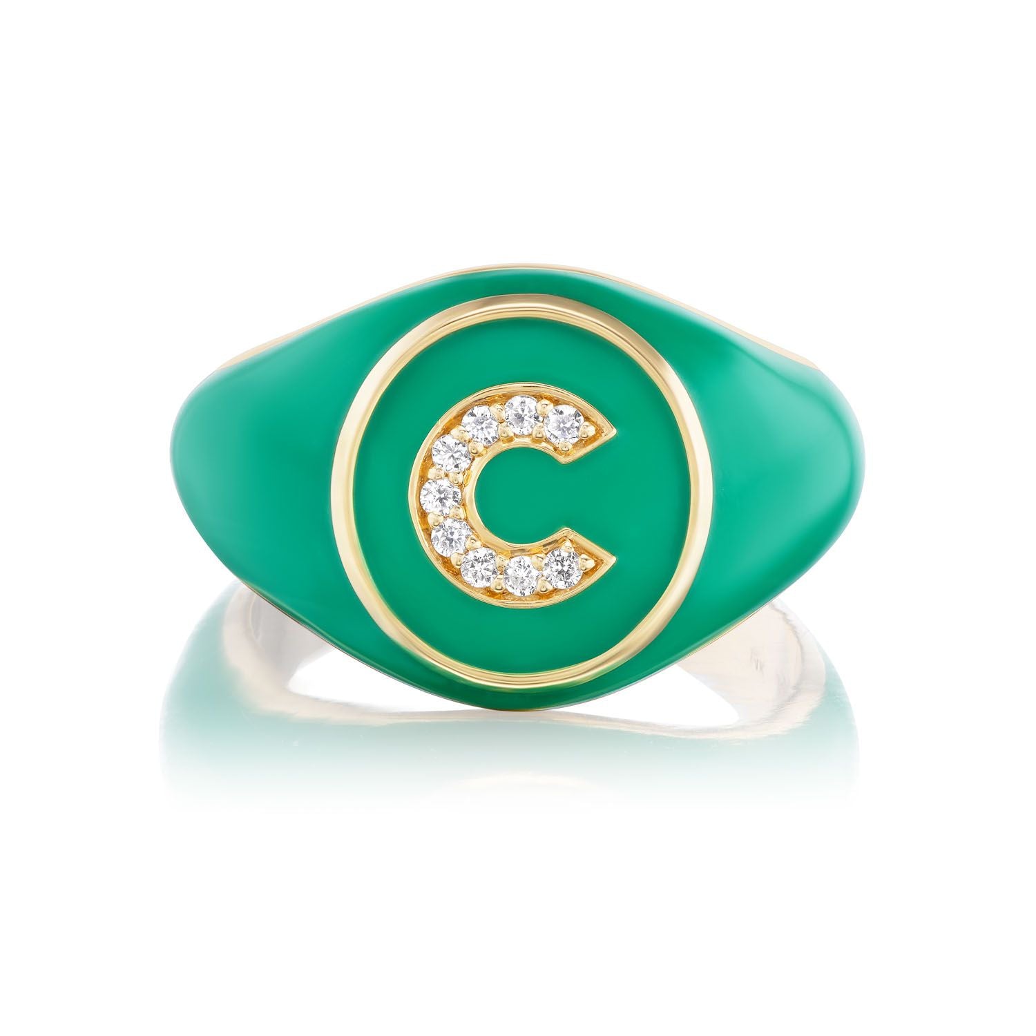 C Signet Ring with Diamonds - MUSE Shop
