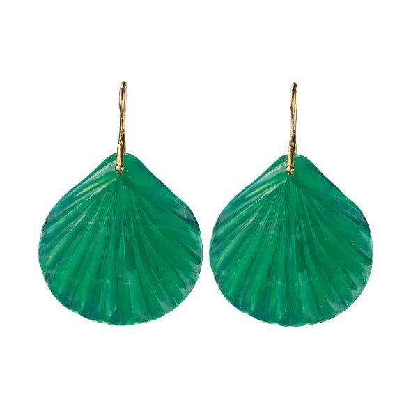 Chrysoprase Stone Fan Earring in Yellow Gold - MUSE Shop
