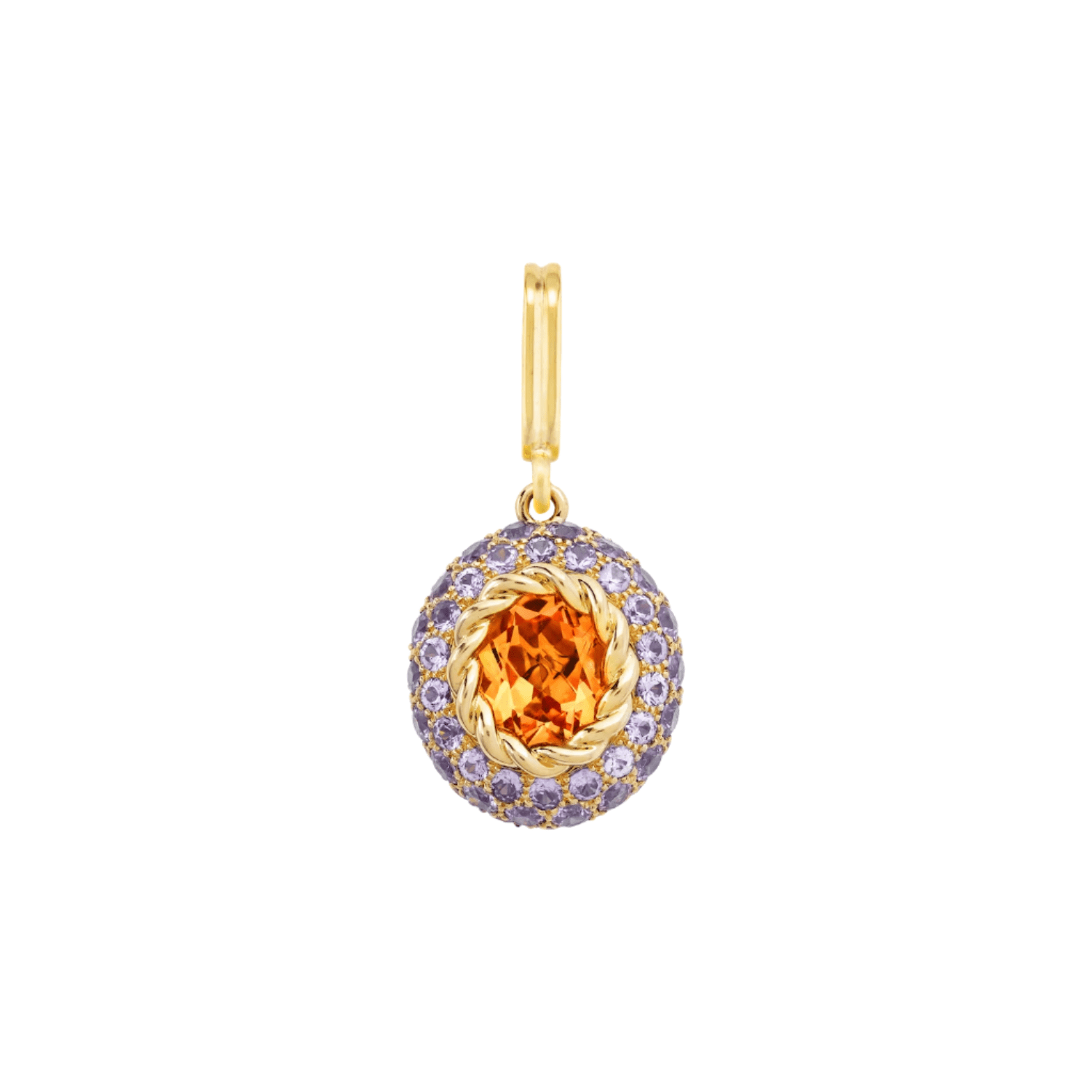 Citrine & Purple Sapphire Baby Blossom Medal Charm - MUSE Shop
