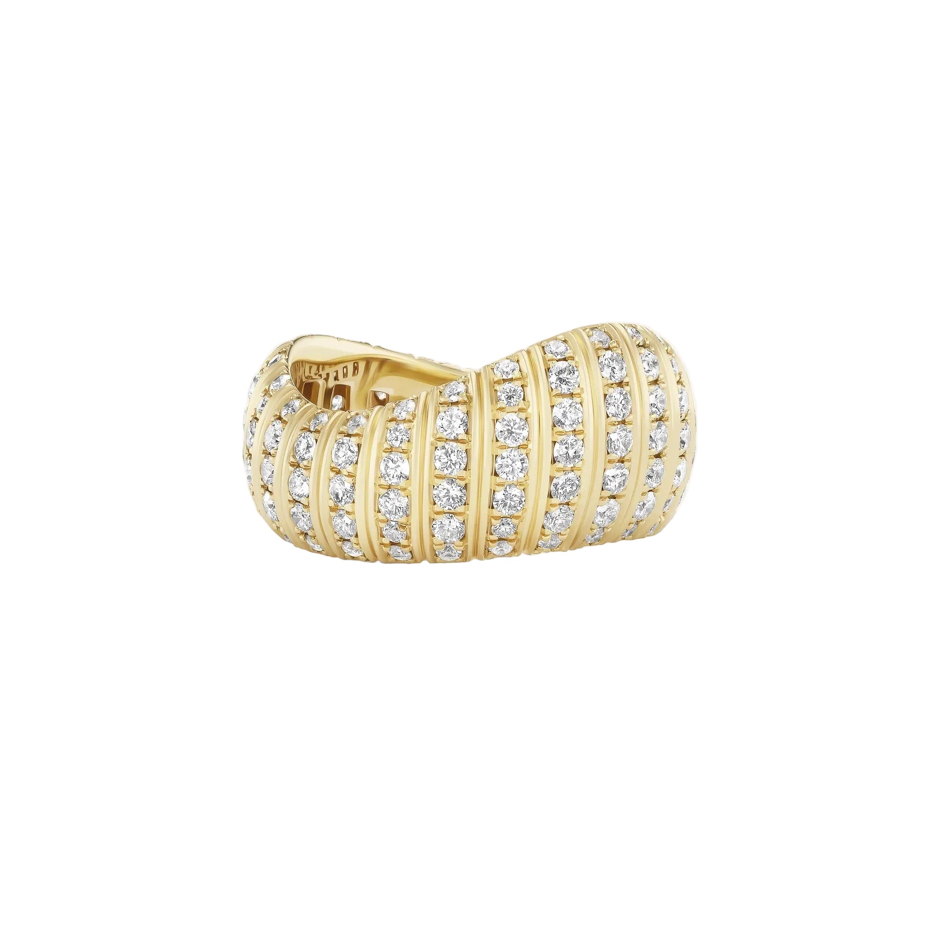 White Diamond Contra Cocktail ring in Yellow Gold