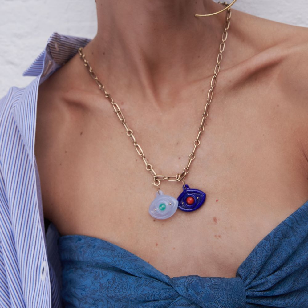 Crystal & Coral Eye Charm - MUSE Shop