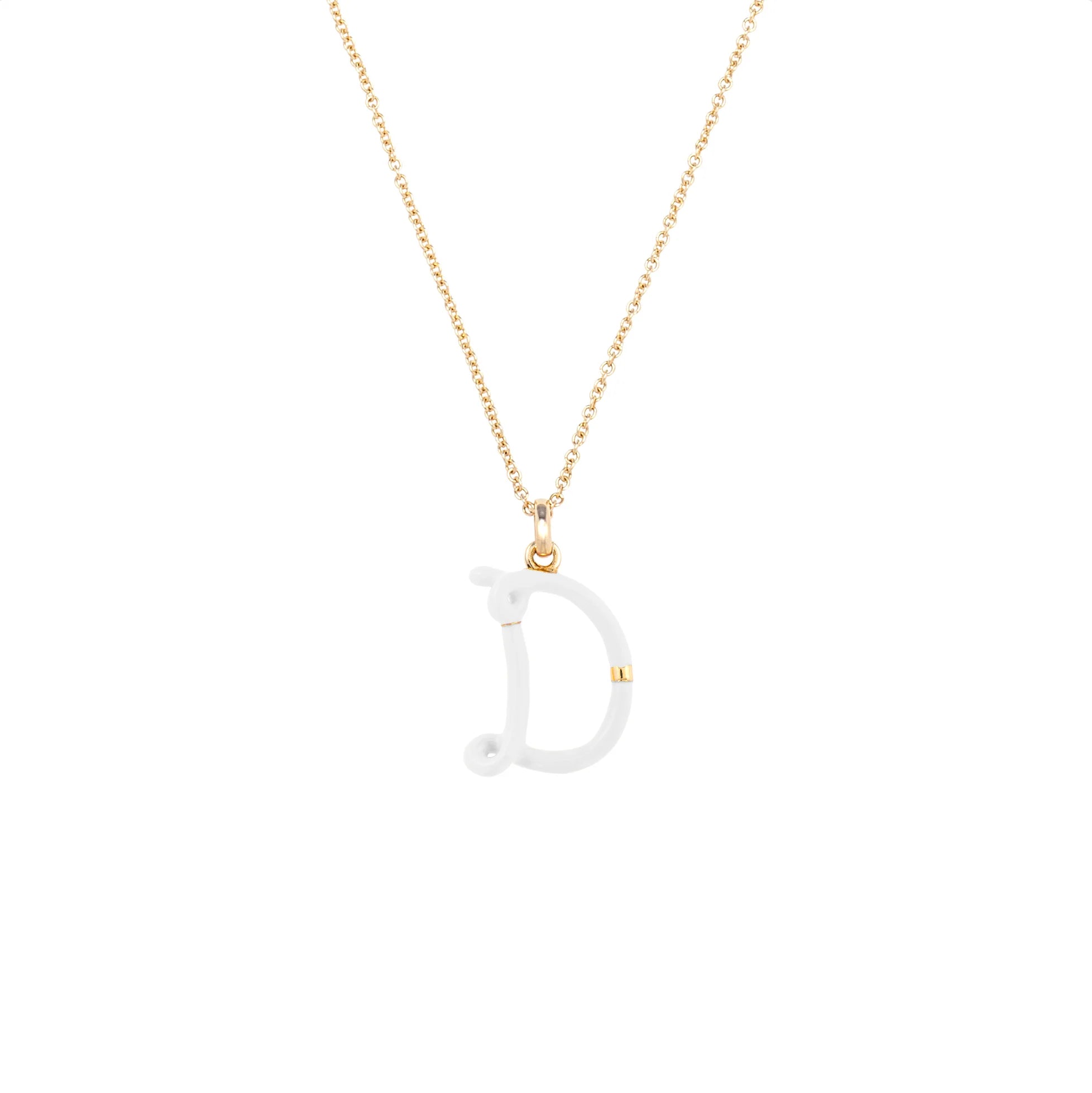 'D' Initial Alphabet Necklace in Yellow Gold
