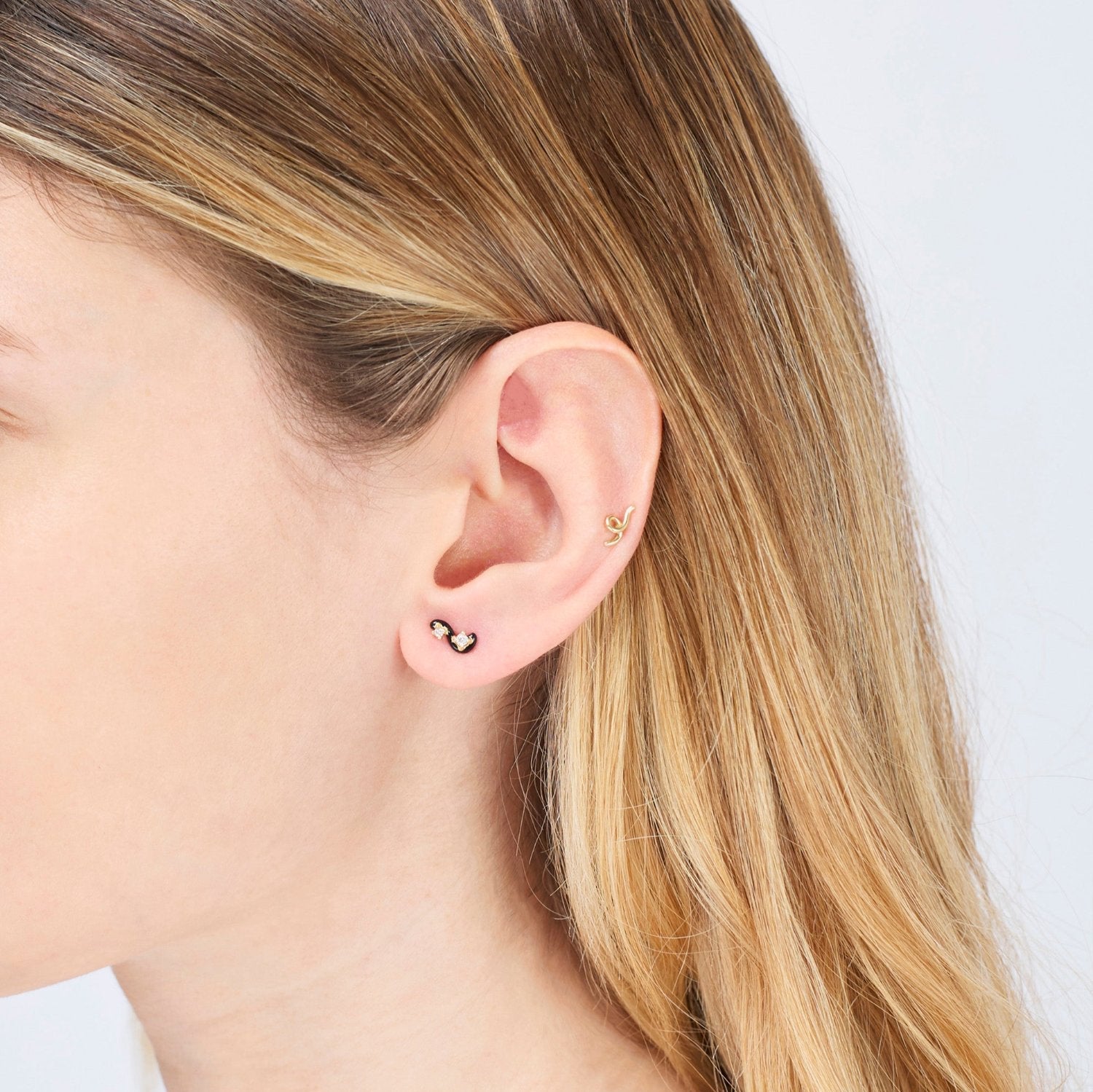 Diamond and Lime Green Enamel Mini Loop Earring - MUSE Shop