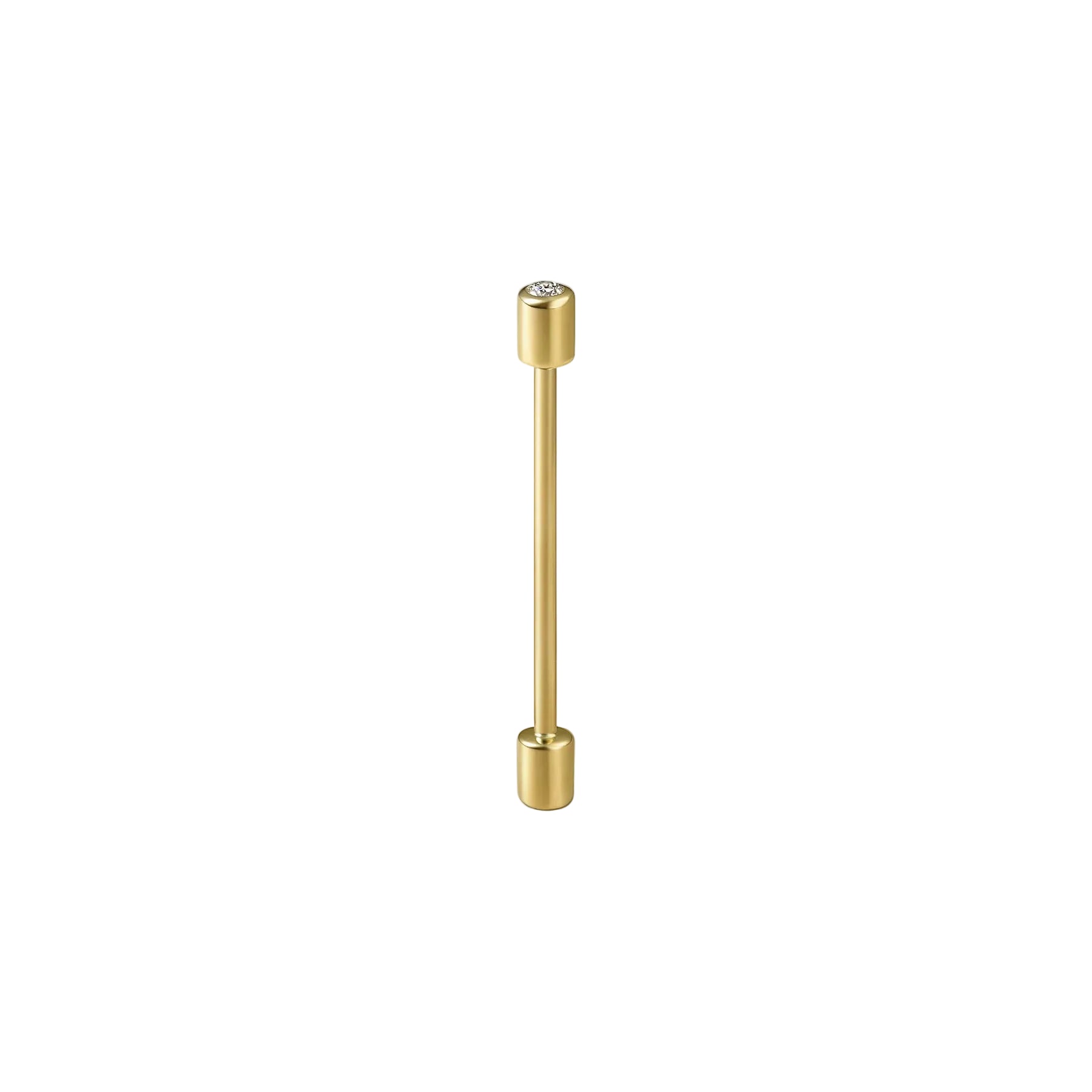 Yellow Gold and White Diamond 22mm Twist Pin Earring 02
