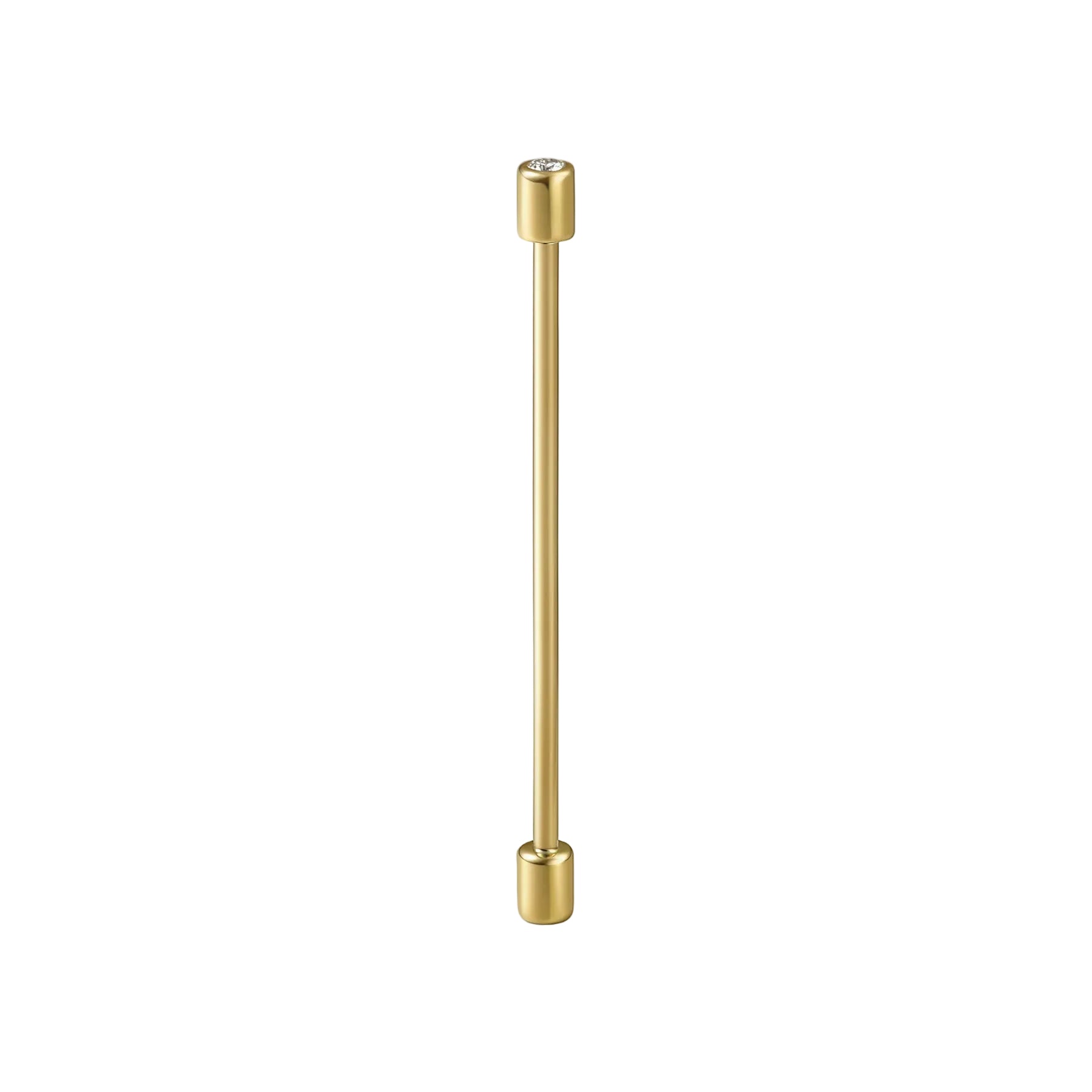 Yellow Gold and White Diamond 32mm Twist Pin Earring 03