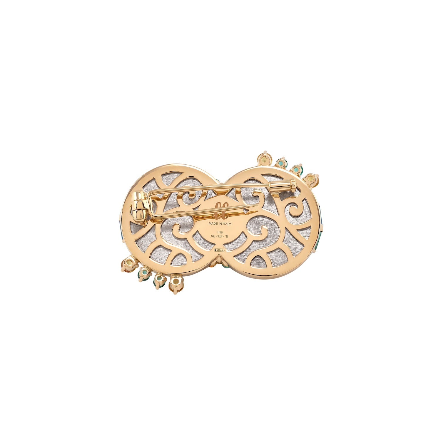 Enamel Wicked Brooch with Mixed Gemstones in Yellow Gold and Titanium - MUSE Shop