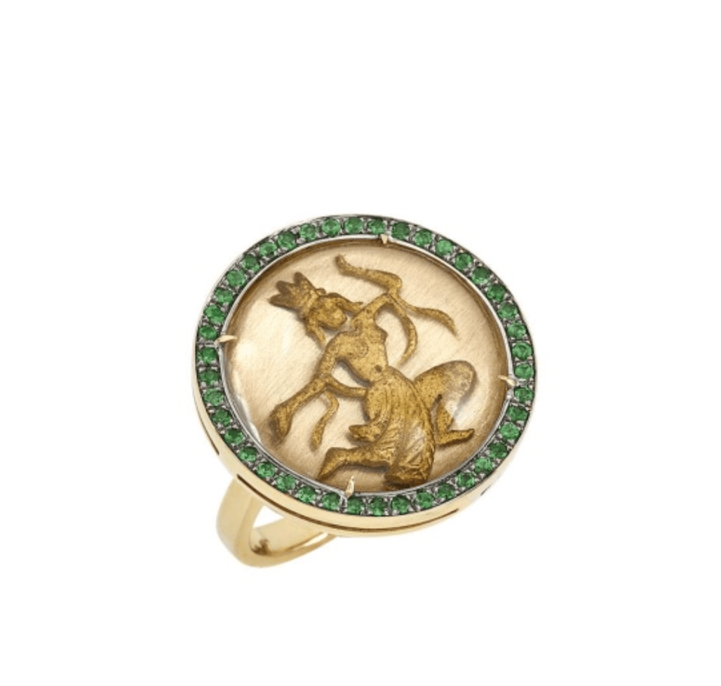 Essex Crystal Goddess Ring with Tsavorites in Yellow Gold - MUSE Shop