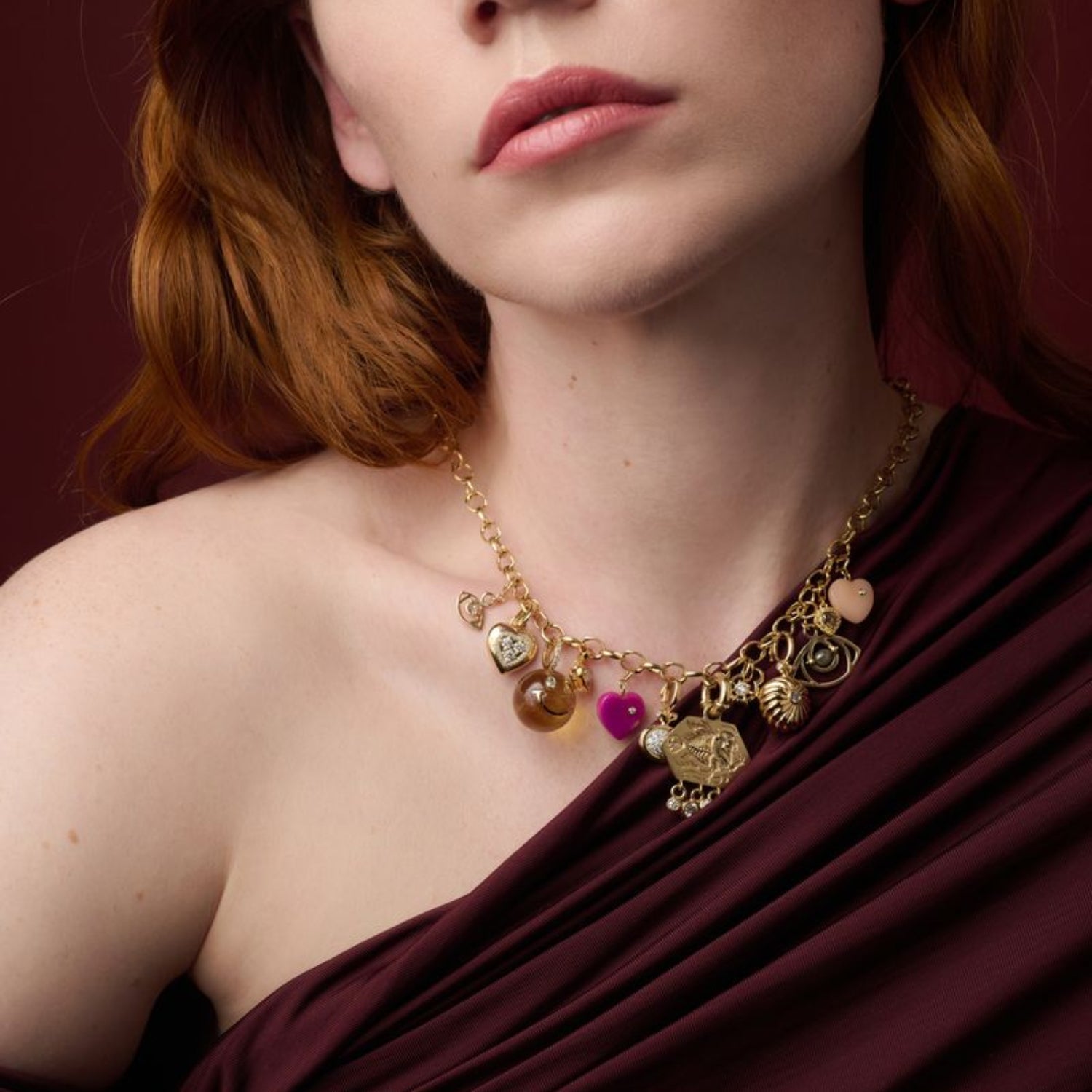 Fancy Color Diamond Halo Heart Charm - MUSE Shop