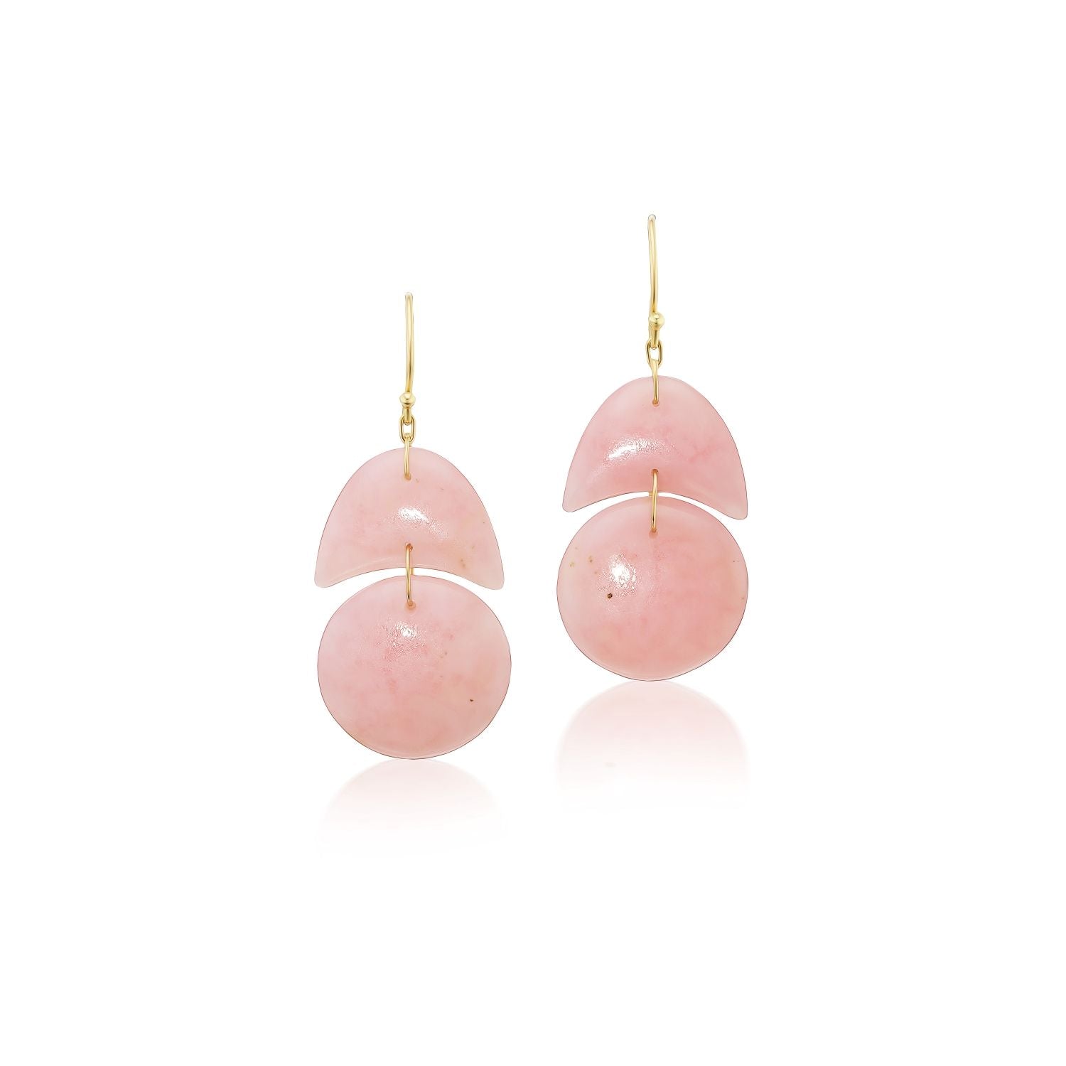 Tiny Arp Earrings with Pink Opal
