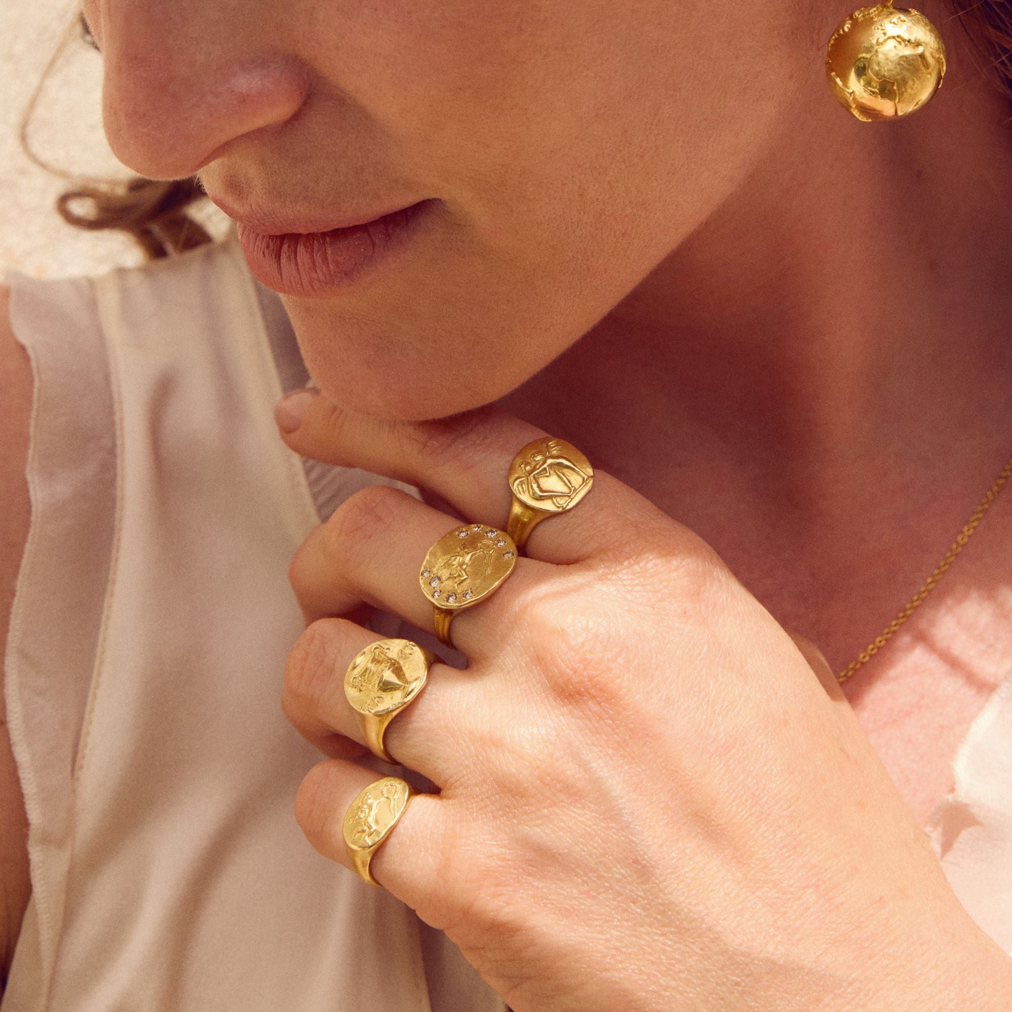 Greek Eros Ring with Champagne Diamonds - MUSE Shop