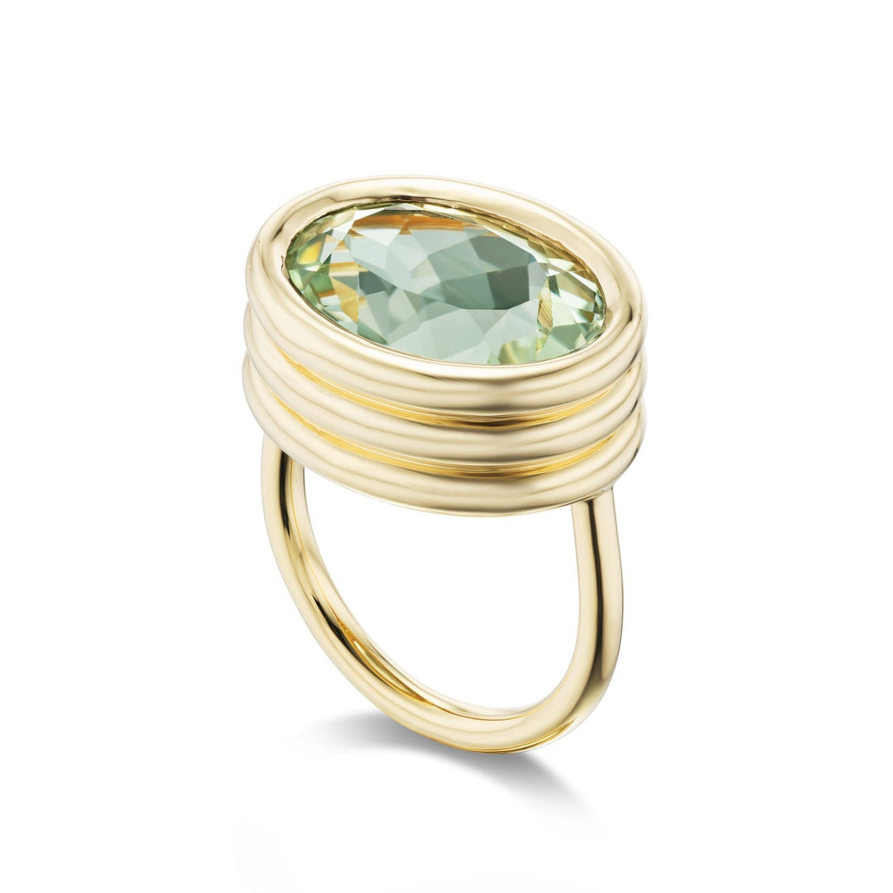 Green Amethyst Scuba Ring in Yellow Gold - MUSE Shop
