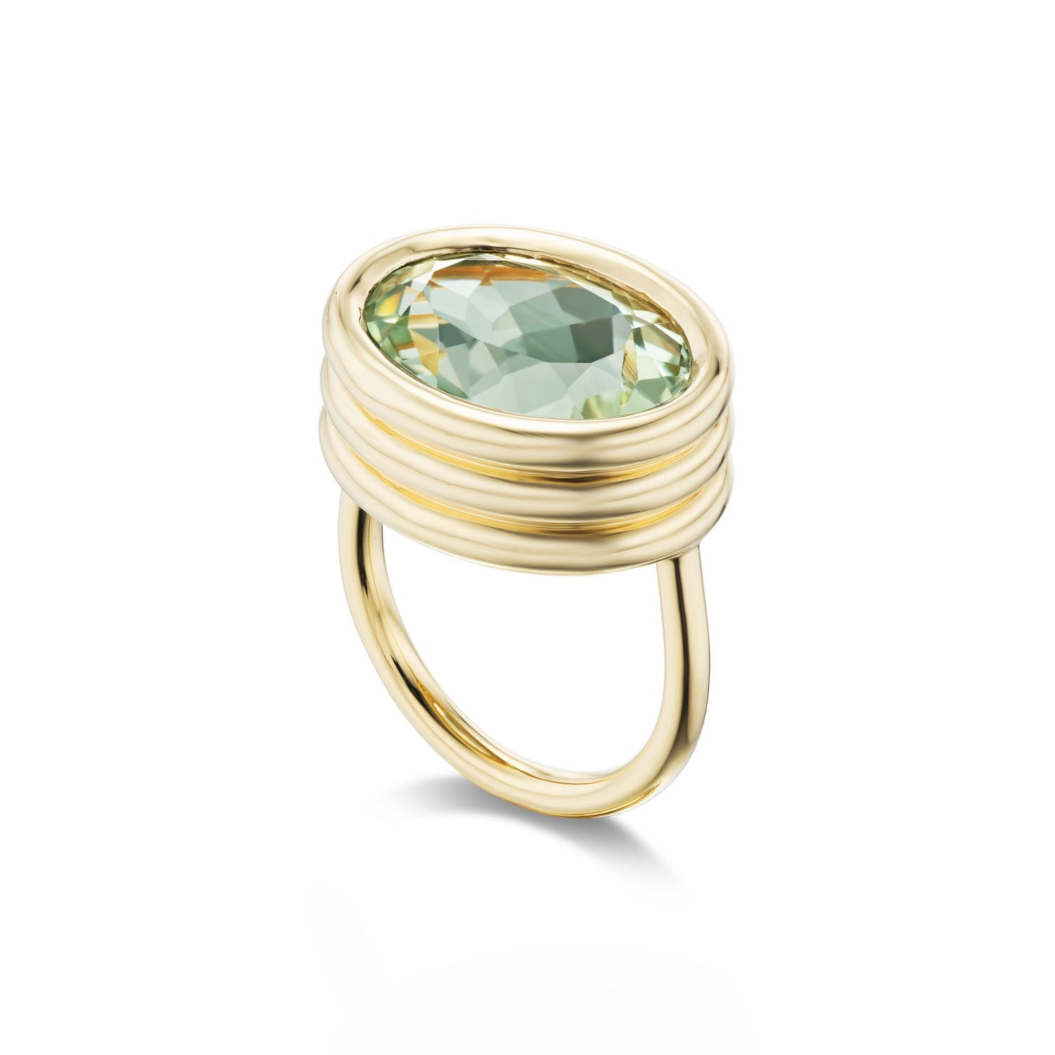 Green Amethyst Scuba Ring in Yellow Gold - MUSE Shop