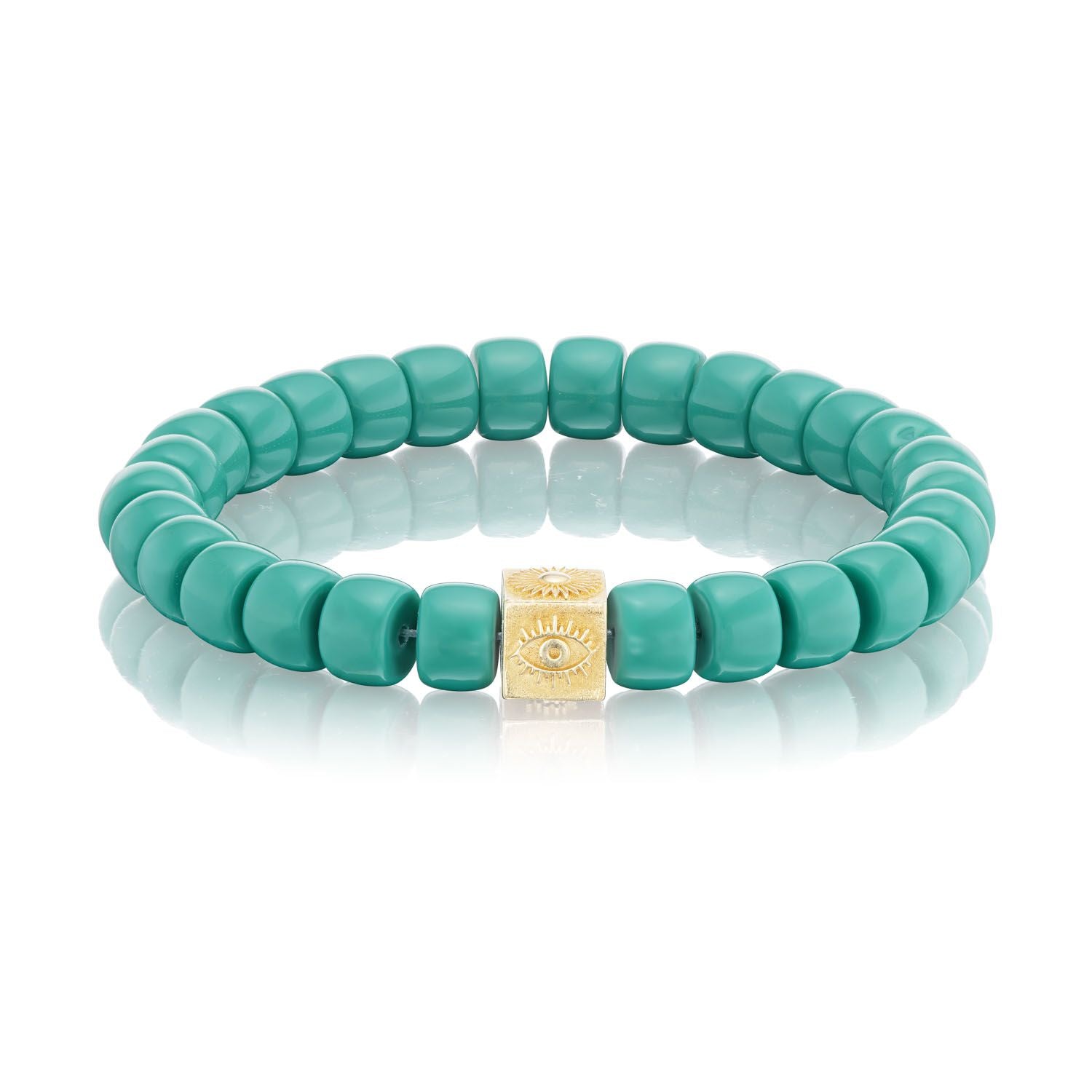 Green Glass Bead Cube Bracelet - MUSE Shop