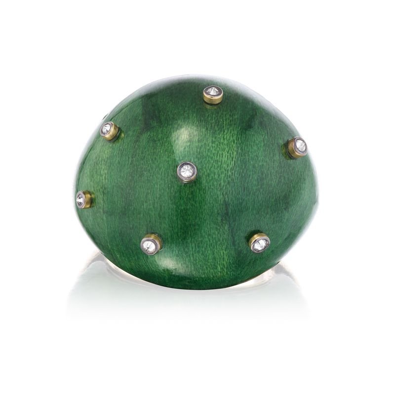Green Lacquered Marquetry Ring - MUSE Shop