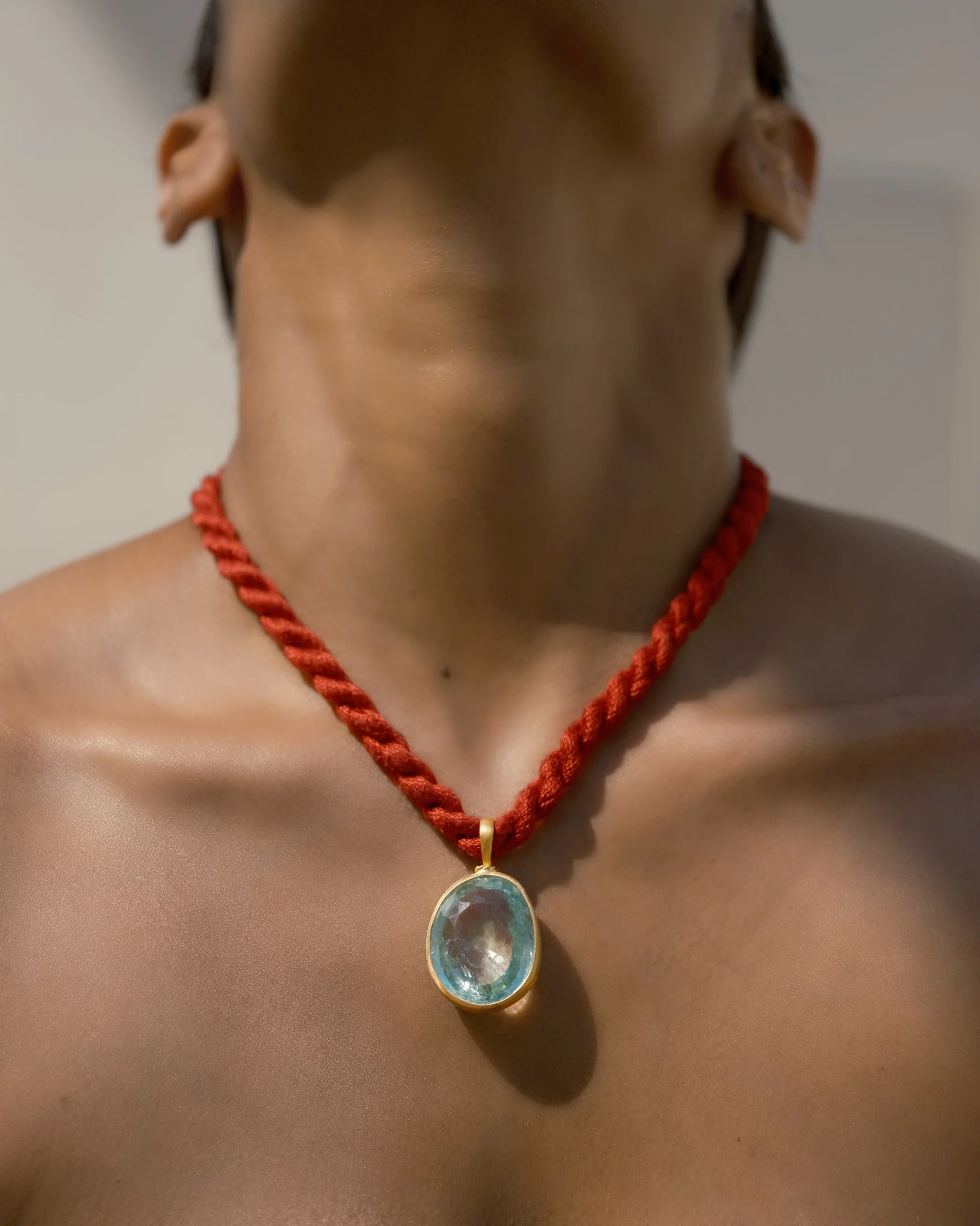 Aquamarine Necklace on Twisted Cord