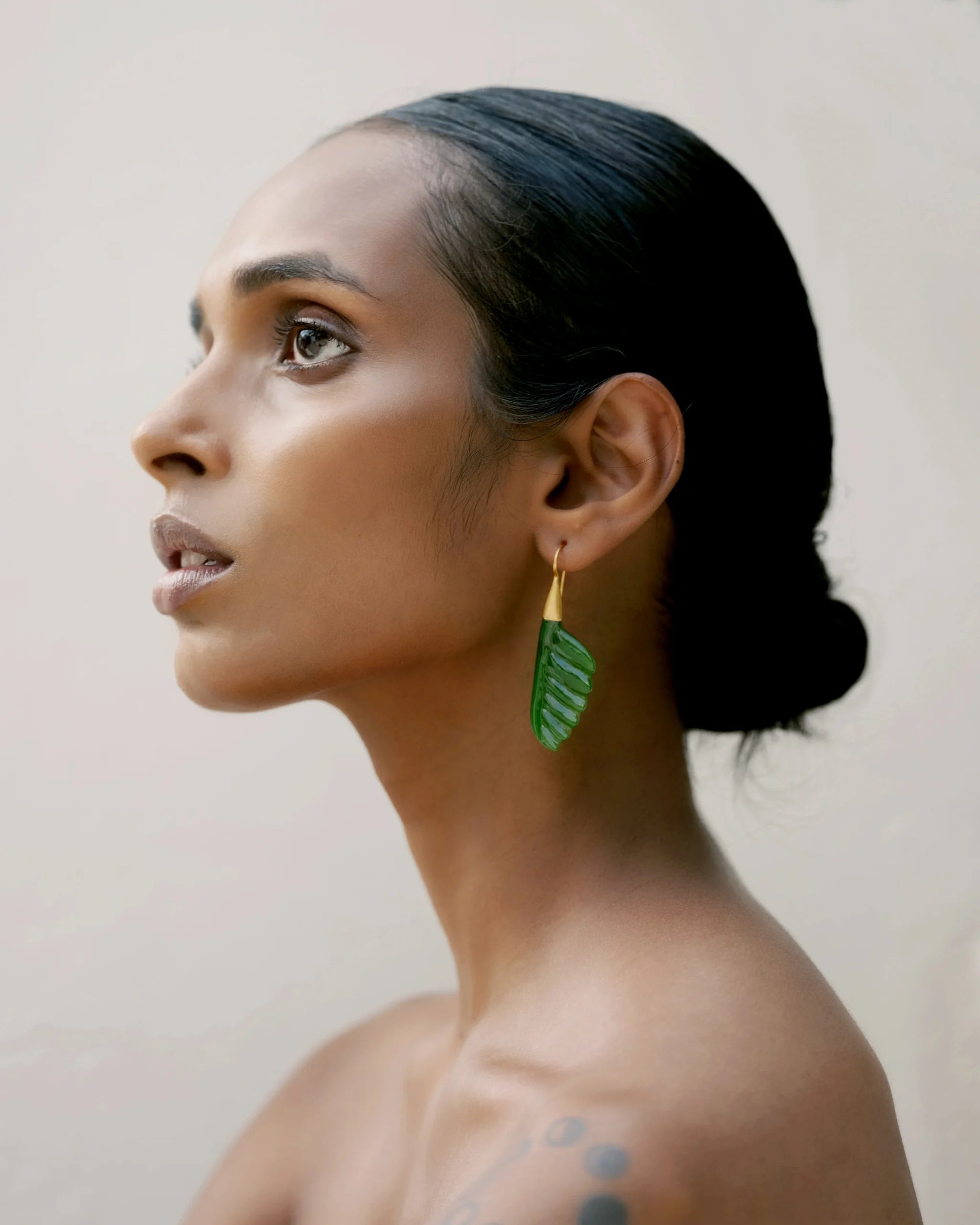 Jade Mini Trade Wind Earrings in Yellow Gold