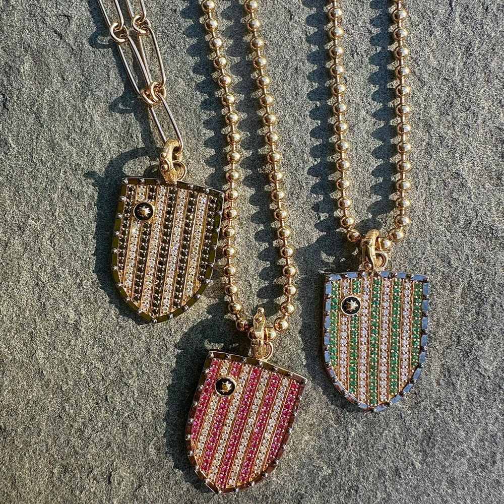 Black and White Diamond Walter Medallion in Yellow Gold