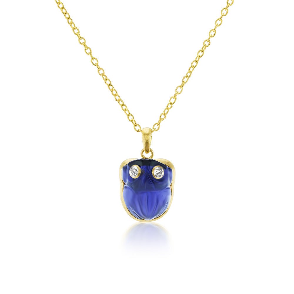 Iolite & Diamond Frog Pendant Necklace - MUSE Shop