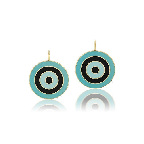 Turquoise Enamel Bullseye Earrings