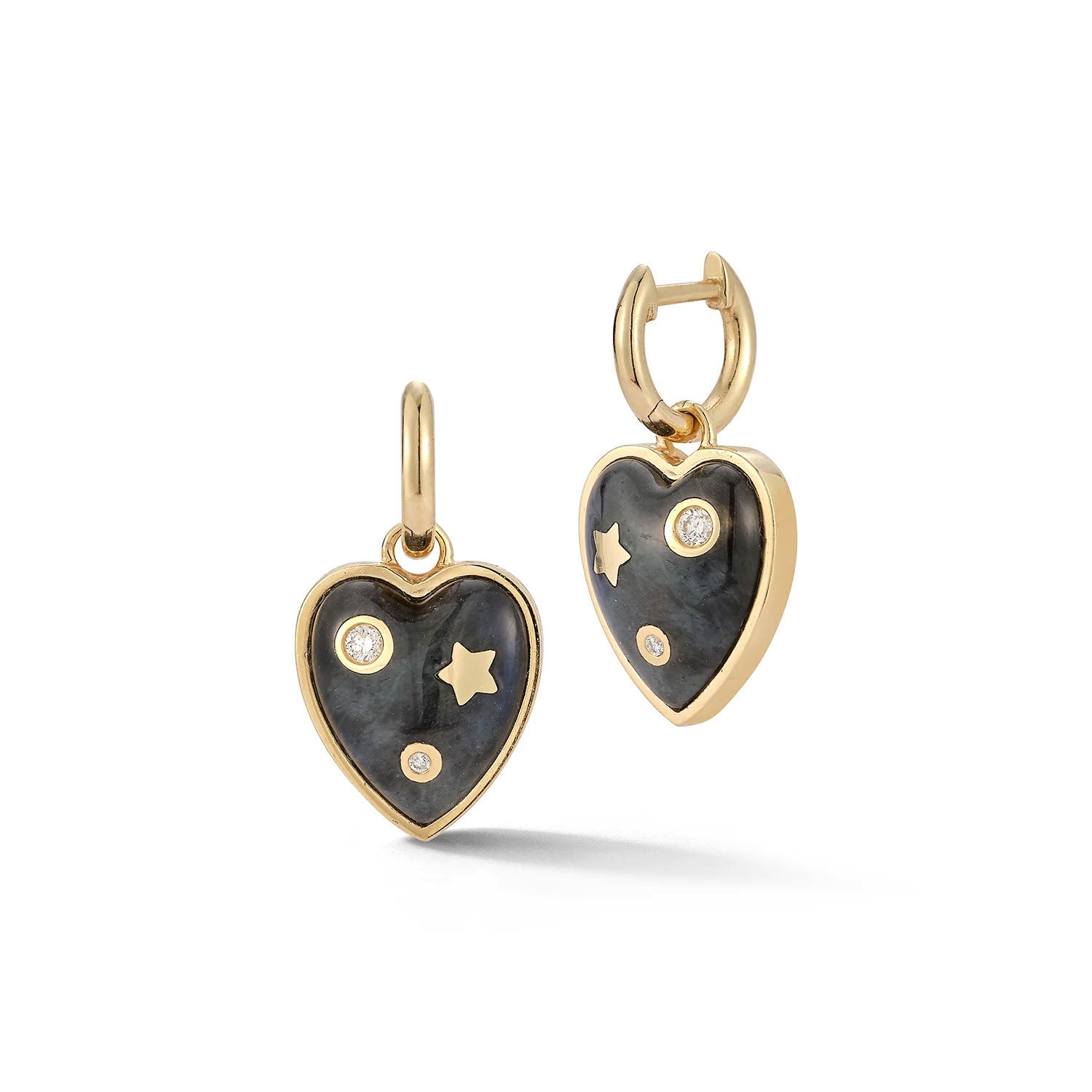 Labradorite Heart Huggies - MUSE Shop