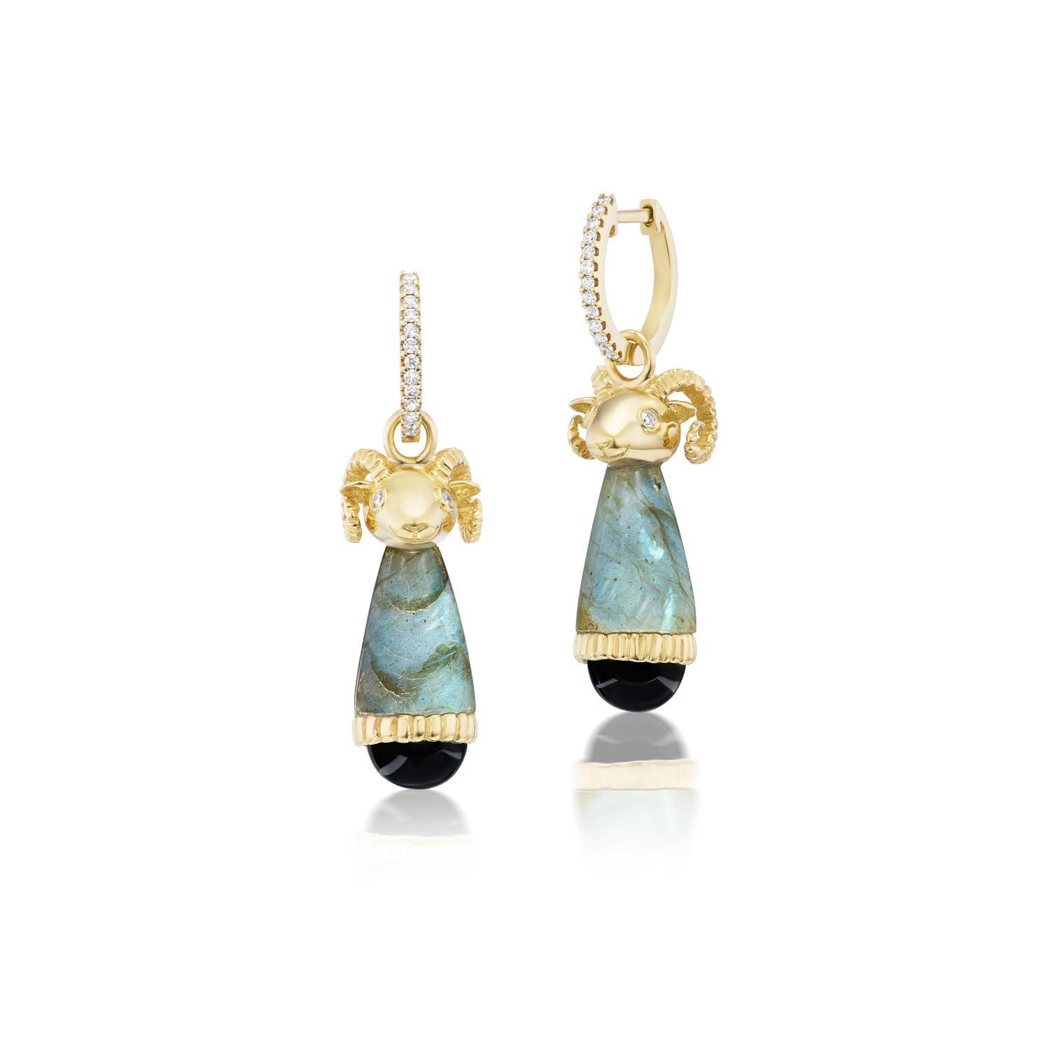 Labradorite Tiny Ram Hoops - MUSE Shop