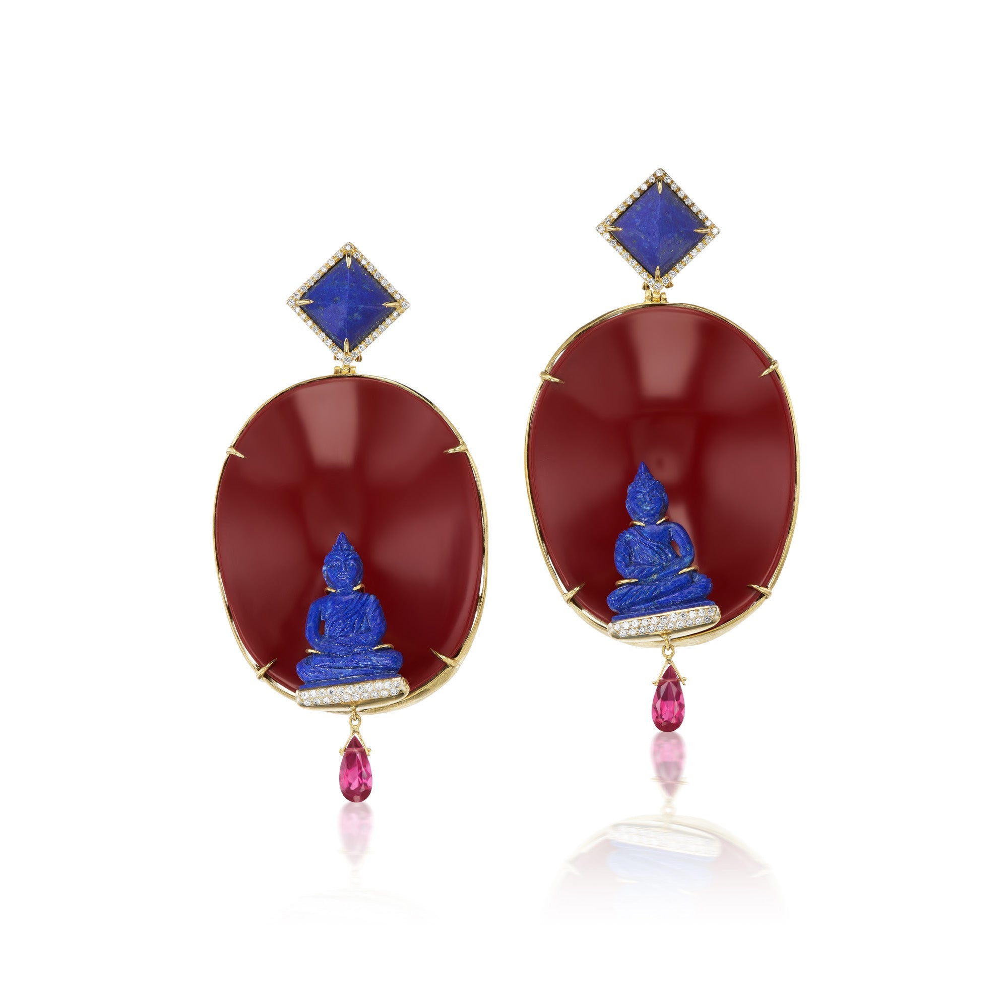 Lapis Lazuli Buddha Earrings - MUSE Shop
