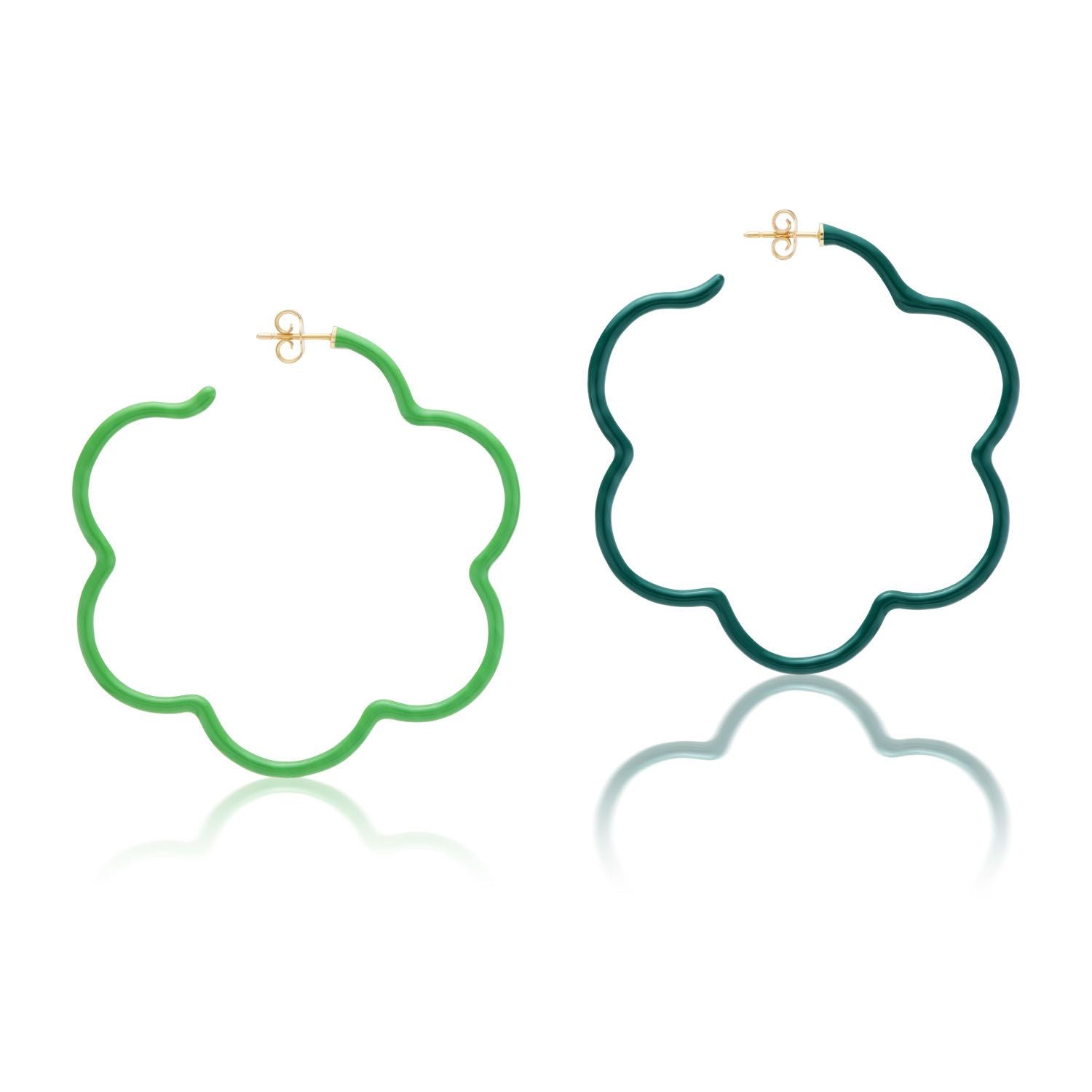 Large Green & Emerald Flower Power Hoops - MUSE Shop