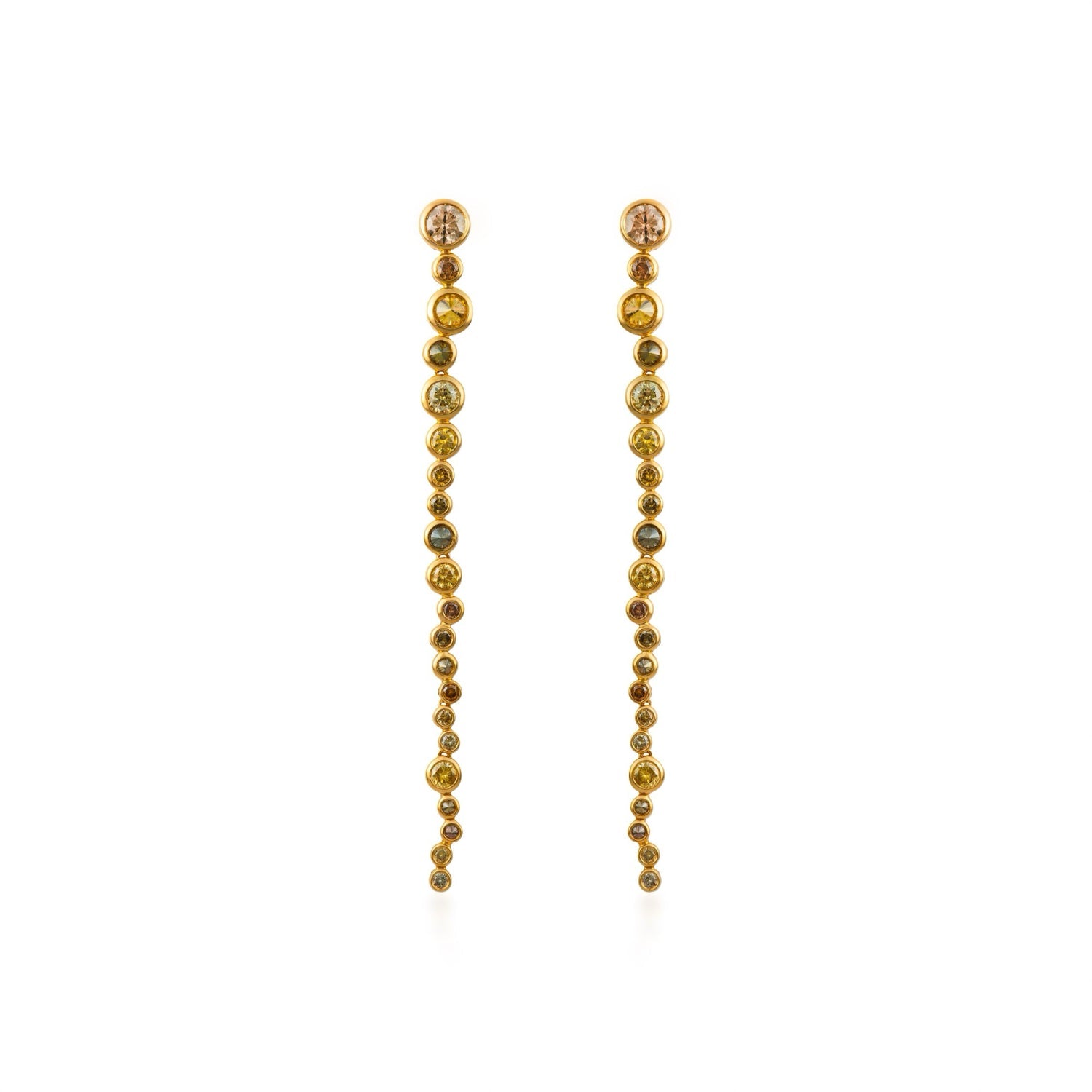 Large Linear Reversed Bezel Set Diamond Earrings - MUSE Shop