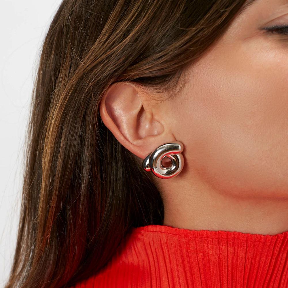 Large White Gold Tarallo Earrings - MUSE Shop
